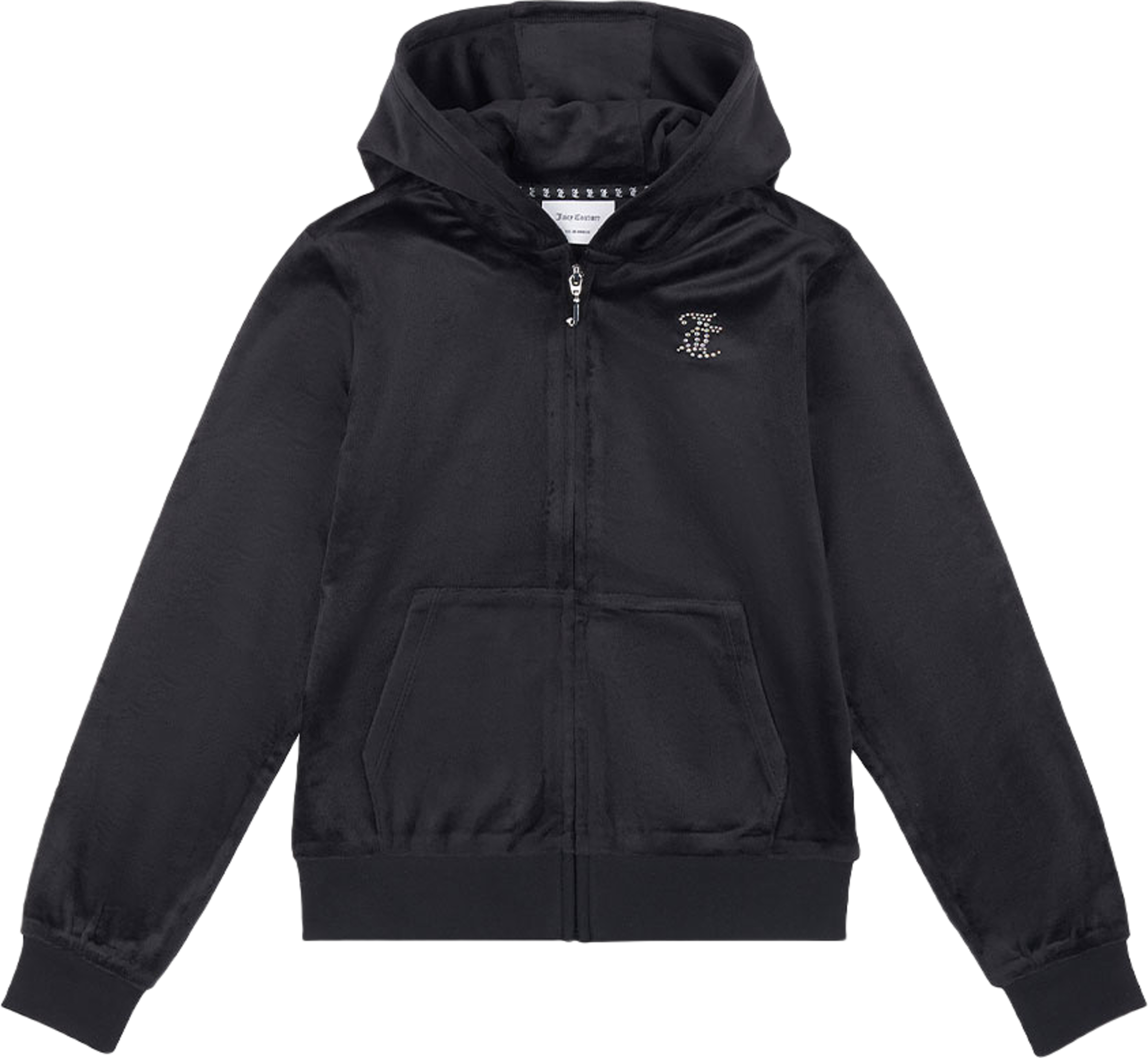 Sweater Diamante Velour Zip Thru Hoodie