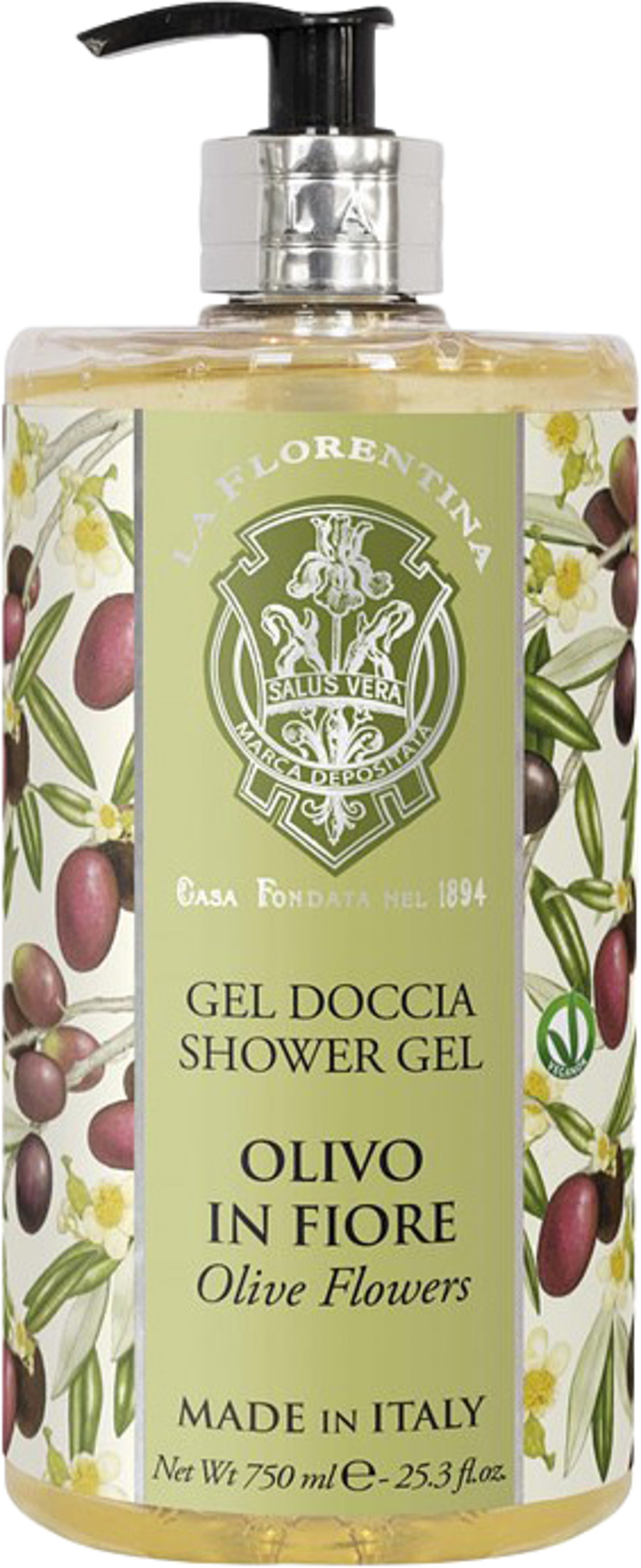 Shower Gel Olive Flowers, från La Florentina. Klicka för att öppna bilden i stort format