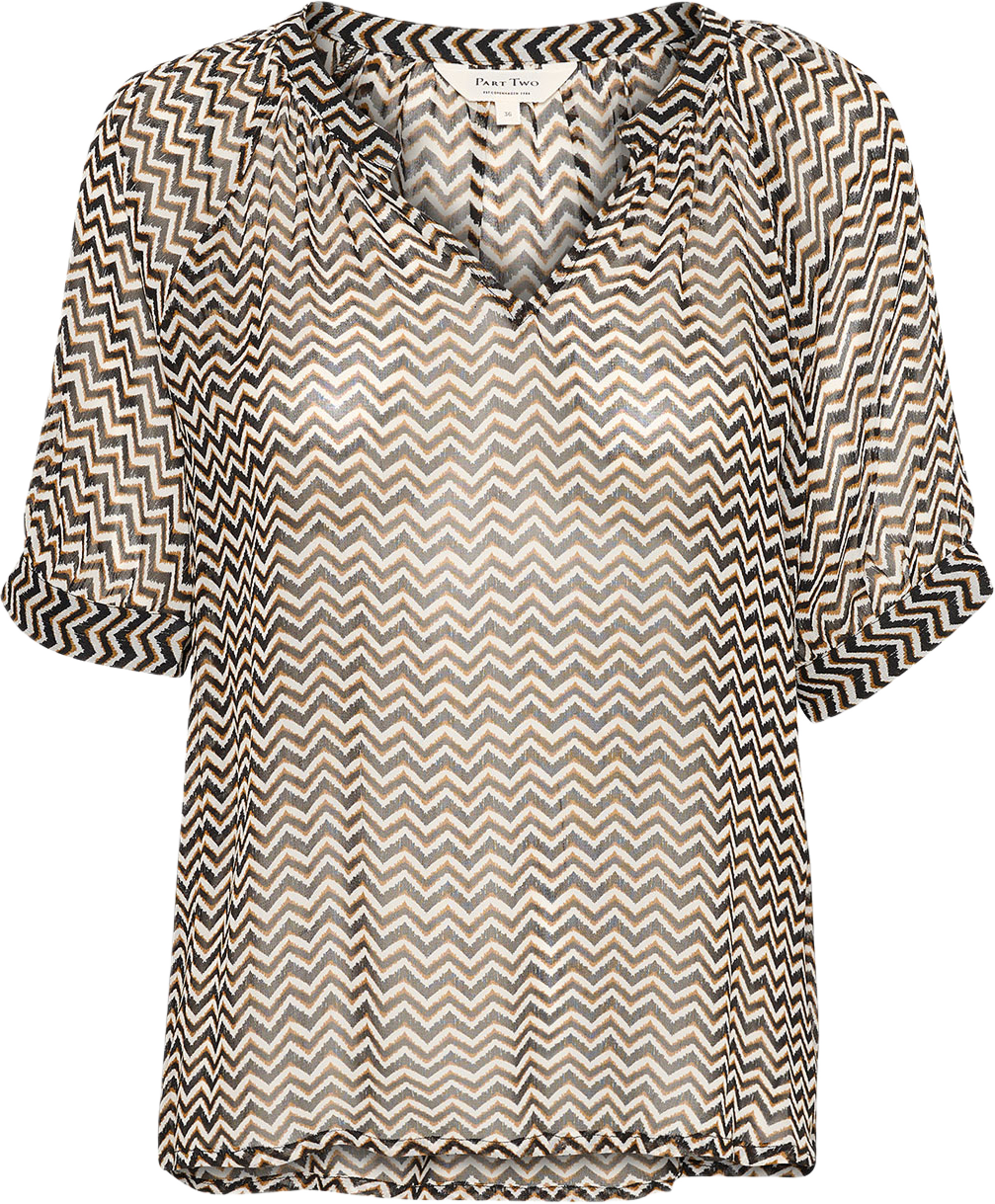 PopsyPW Blouse, från Part Two, i färgen Small Black Zig Zag Print. Klicka för att öppna bilden i stort format