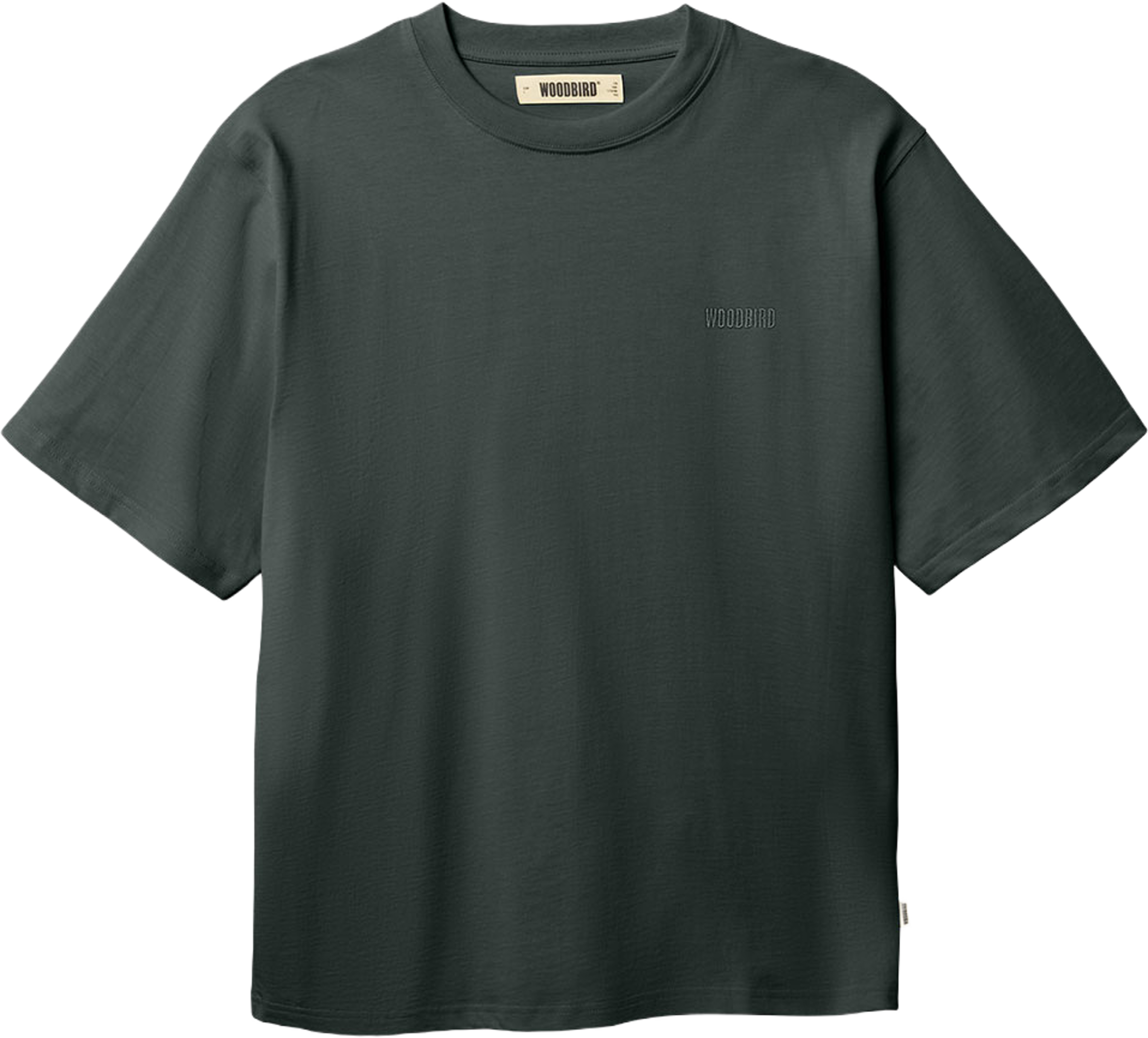 Baine Base tee, från Woodbird, i färgen Forrest Green. Klicka för att öppna bilden i stort format