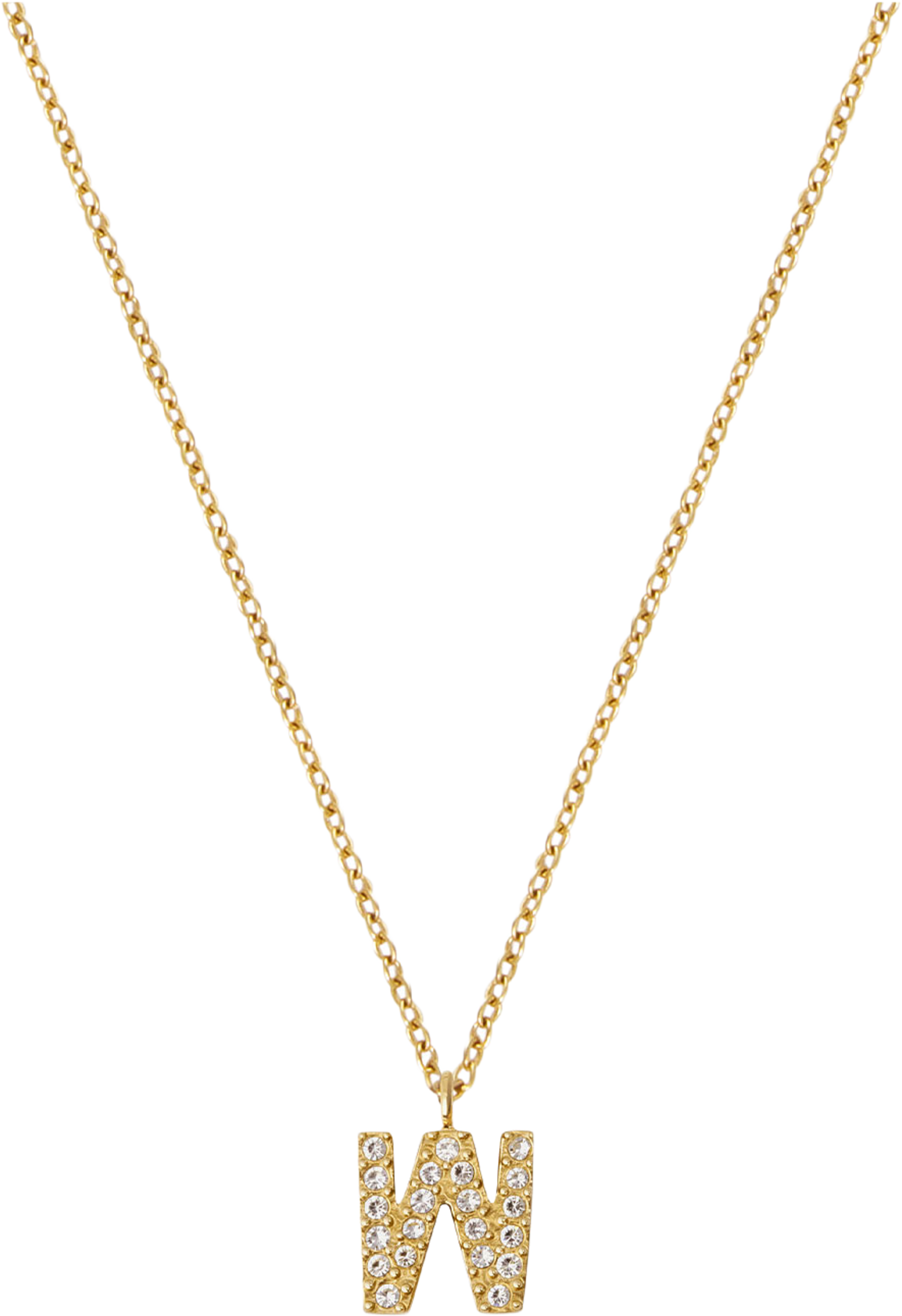 Petite Stone Letter W Gold Necklace, från Mockberg, i färgen Gold. Klicka för att öppna bilden i stort format