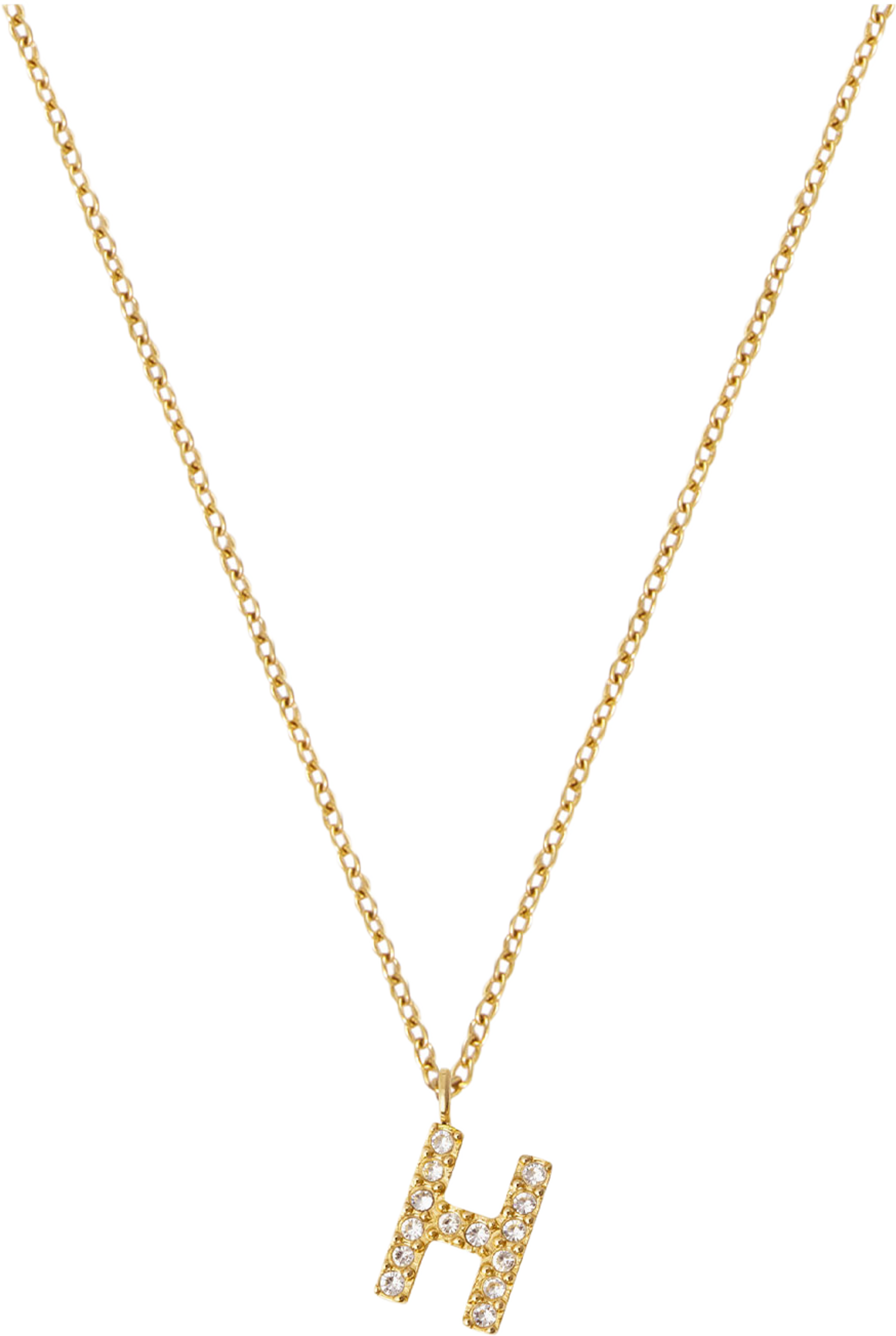 Petite Stone Letter H Gold Necklace, från Mockberg, i färgen Gold. Klicka för att öppna bilden i stort format