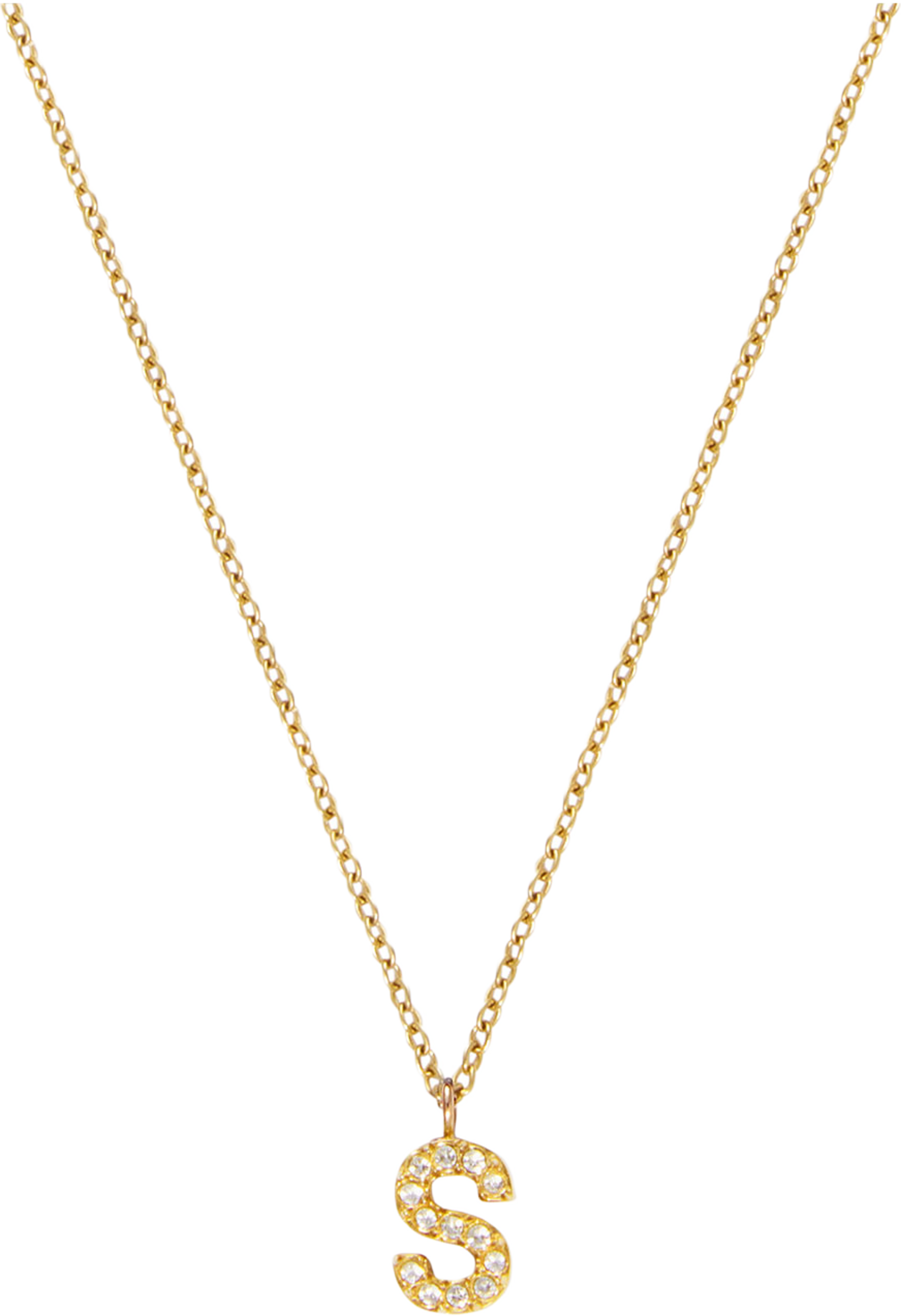 Petite Stone Letter S Gold Necklace, från Mockberg, i färgen Gold. Klicka för att öppna bilden i stort format
