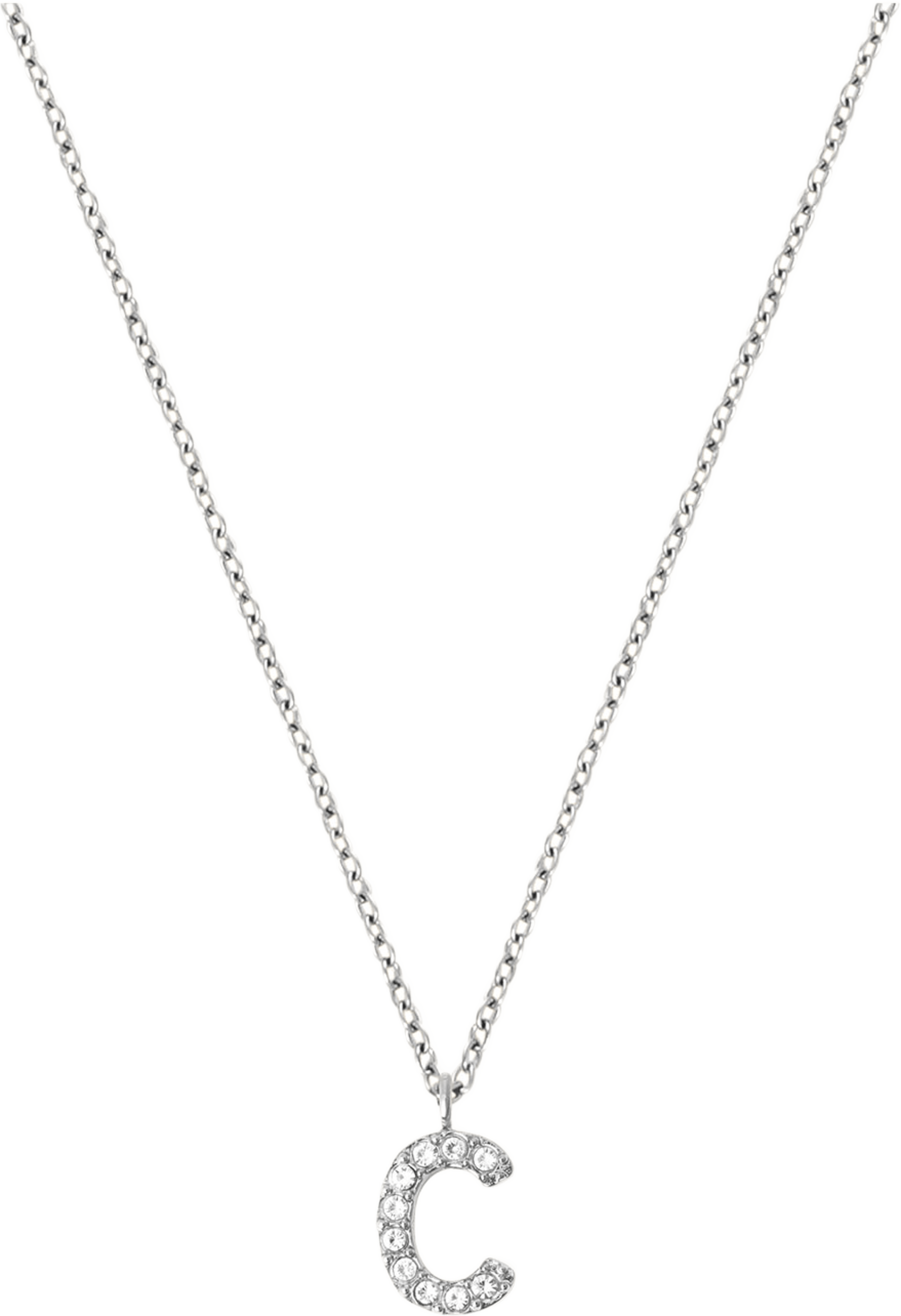 Petite Stone Letter C Steel Necklace, från Mockberg, i färgen Silver. Klicka för att öppna bilden i stort format