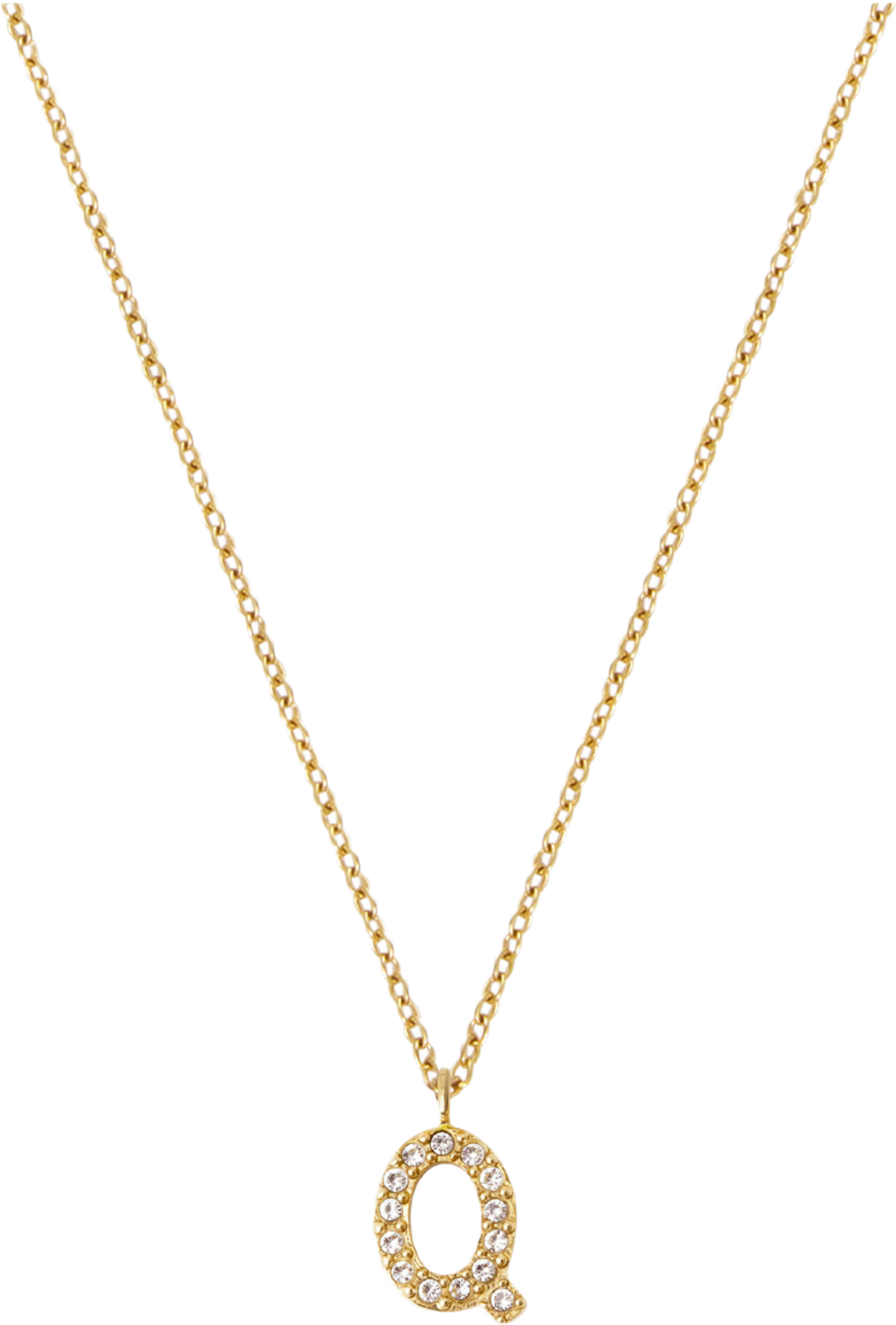 Petite Stone Letter Q Gold Necklace, från Mockberg, i färgen Gold. Klicka för att öppna bilden i stort format