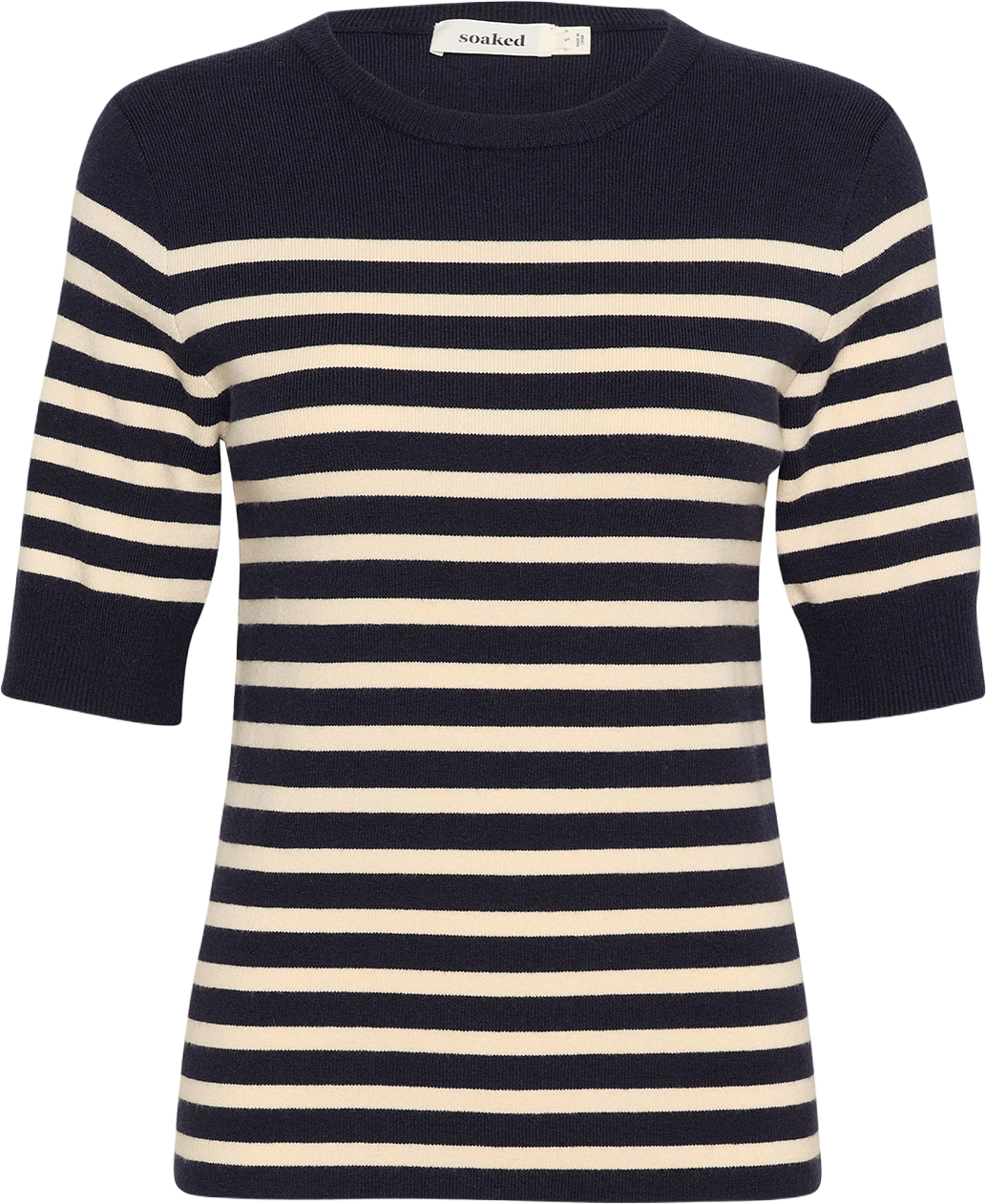 SLPina Striped Pullover, från Soaked In Luxury, i färgen Night Sky With White Stripe. Klicka för att öppna bilden i stort format