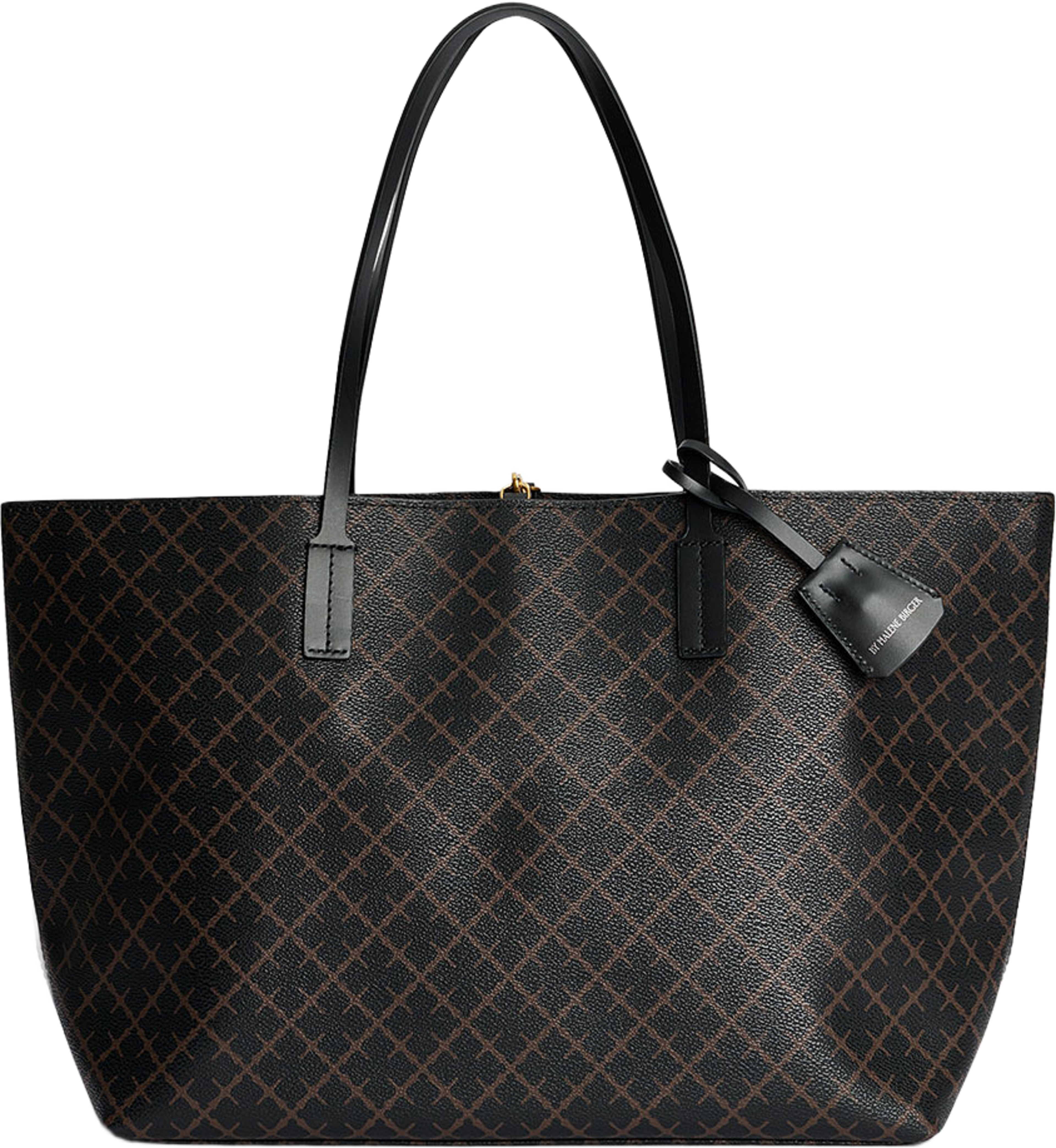 Abigail mönstrad toteväska, från By Malene Birger, i färgen Dark Chokolate. Klicka för att öppna bilden i stort format