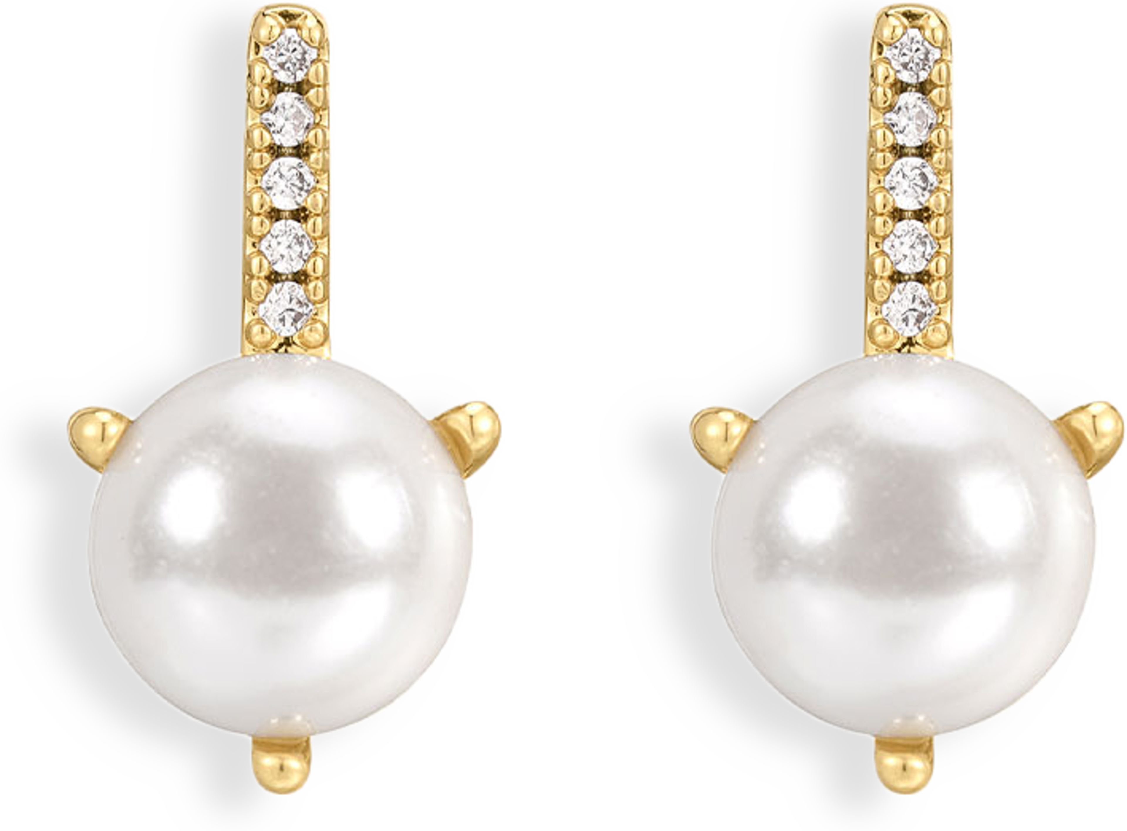 Pave Post Pearl Stud