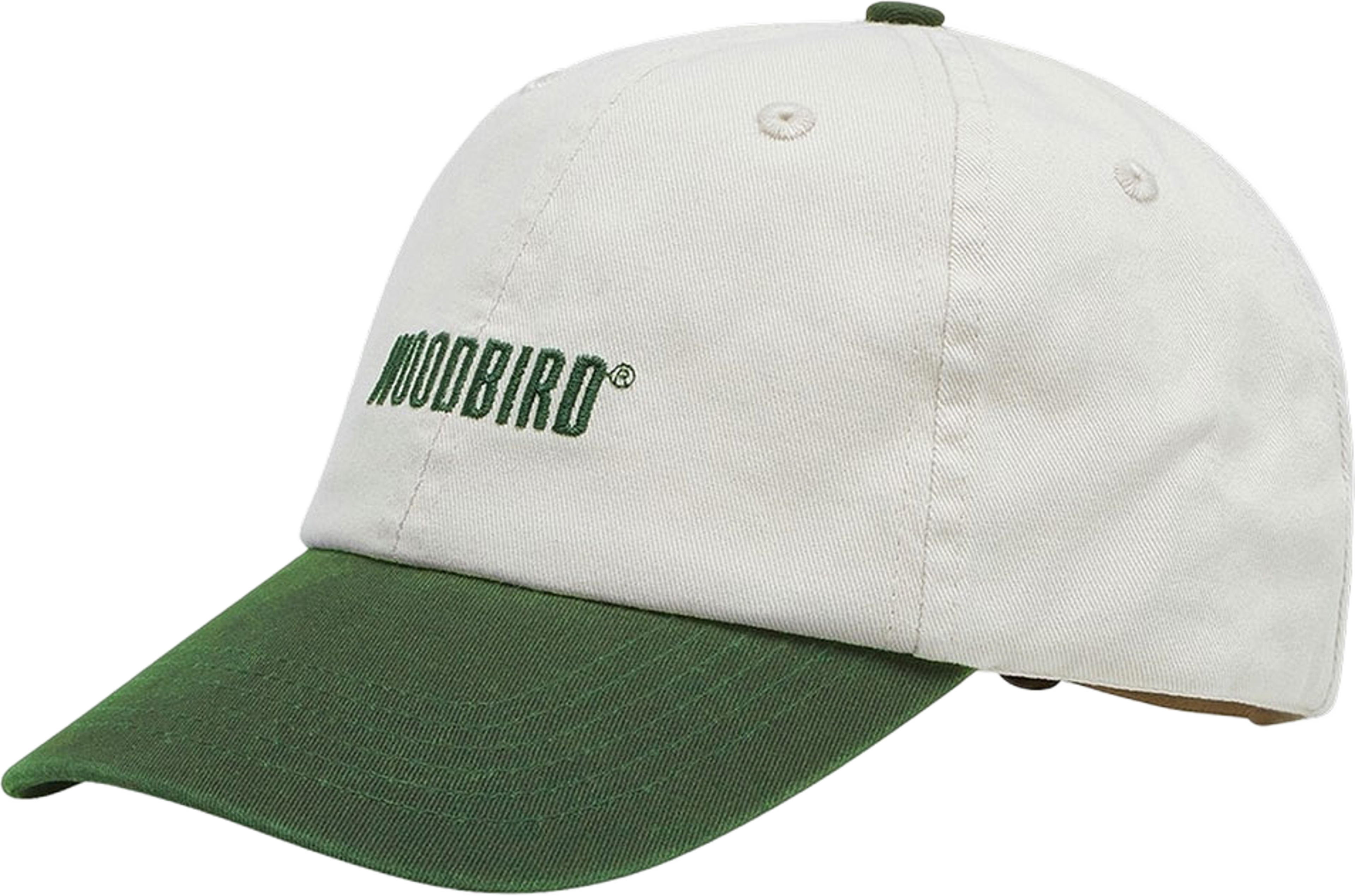 Core Twill Cap, från Woodbird, i färgen Offwhite-army. Klicka för att öppna bilden i stort format