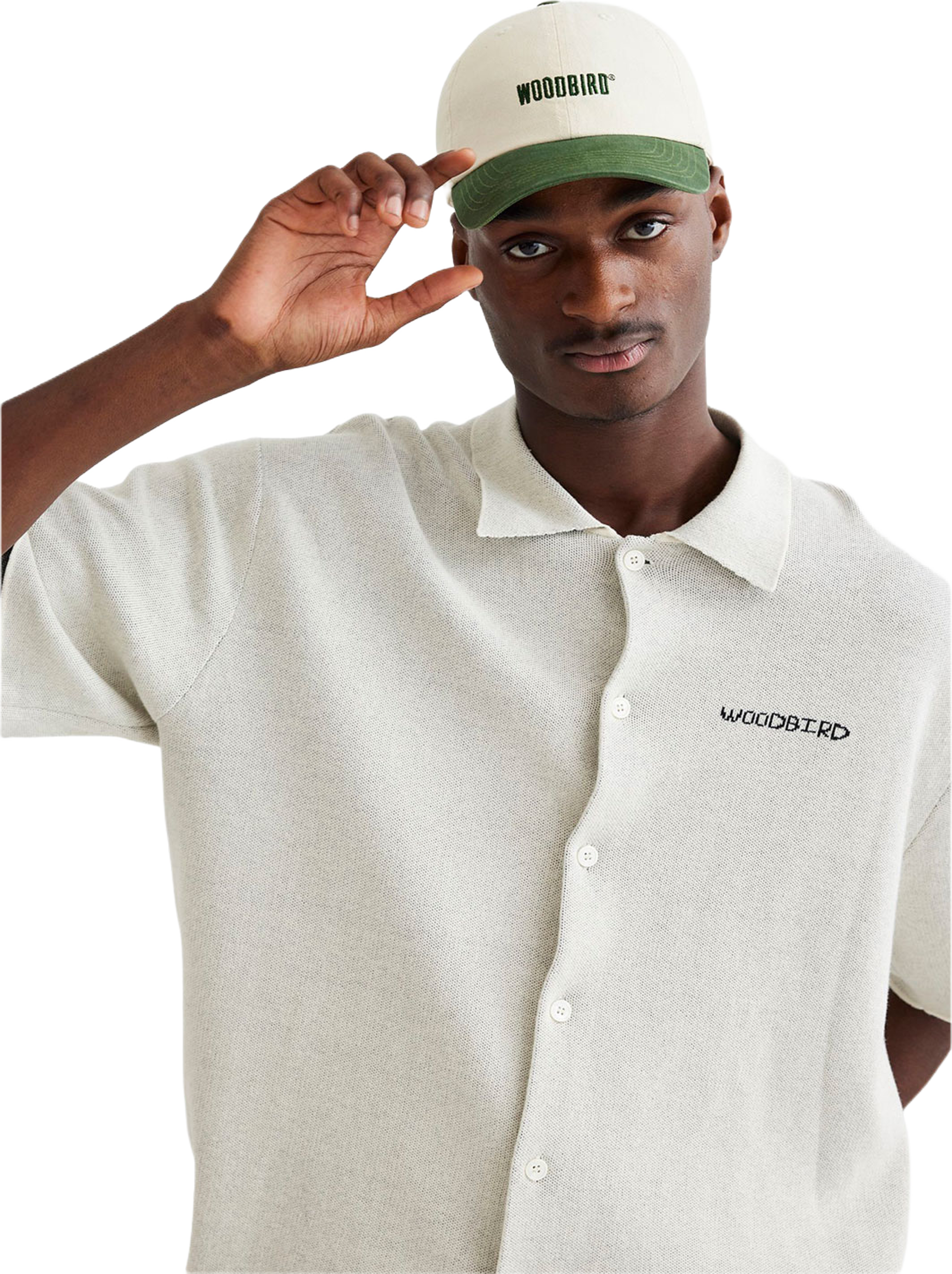 Core Twill Cap, från Woodbird, i färgen Offwhite-army. Klicka för att öppna bilden i stort format