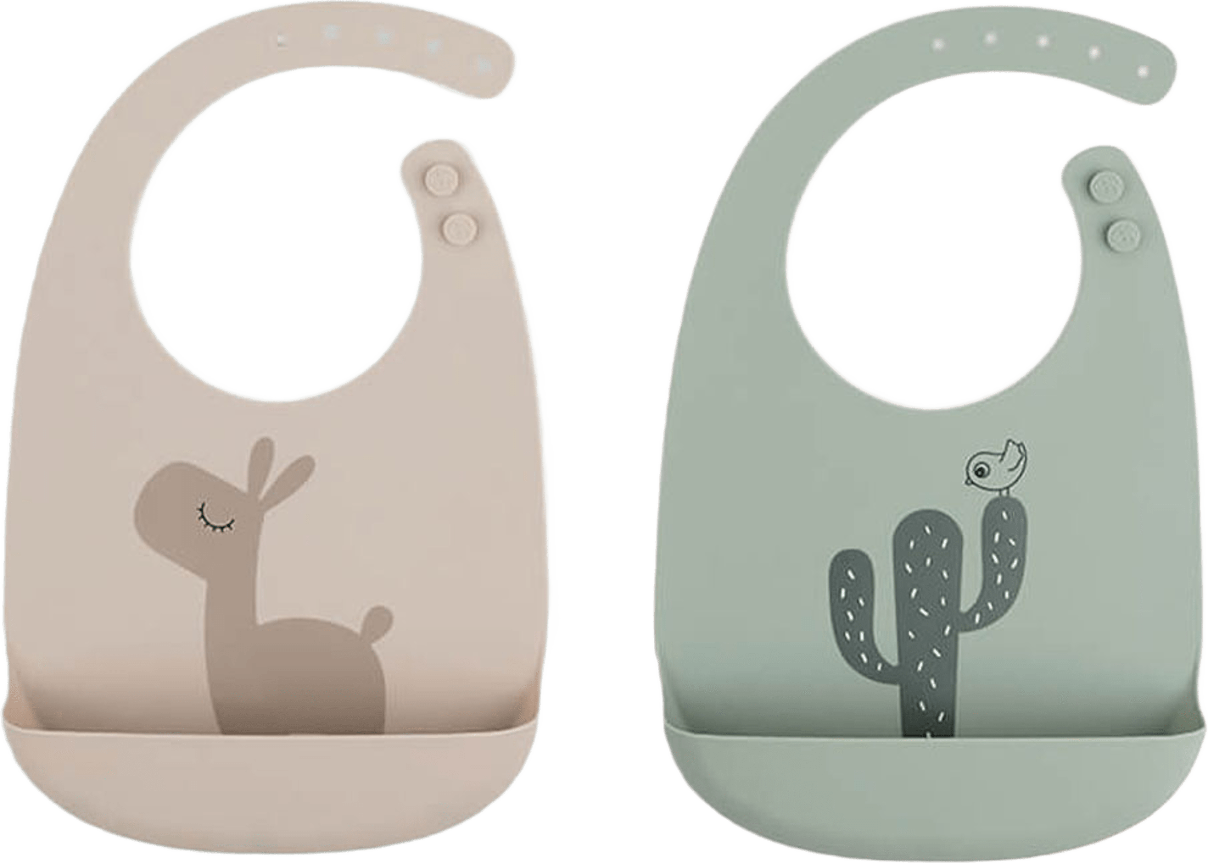 Silicone bib 2-pack Lalee Sand/Green