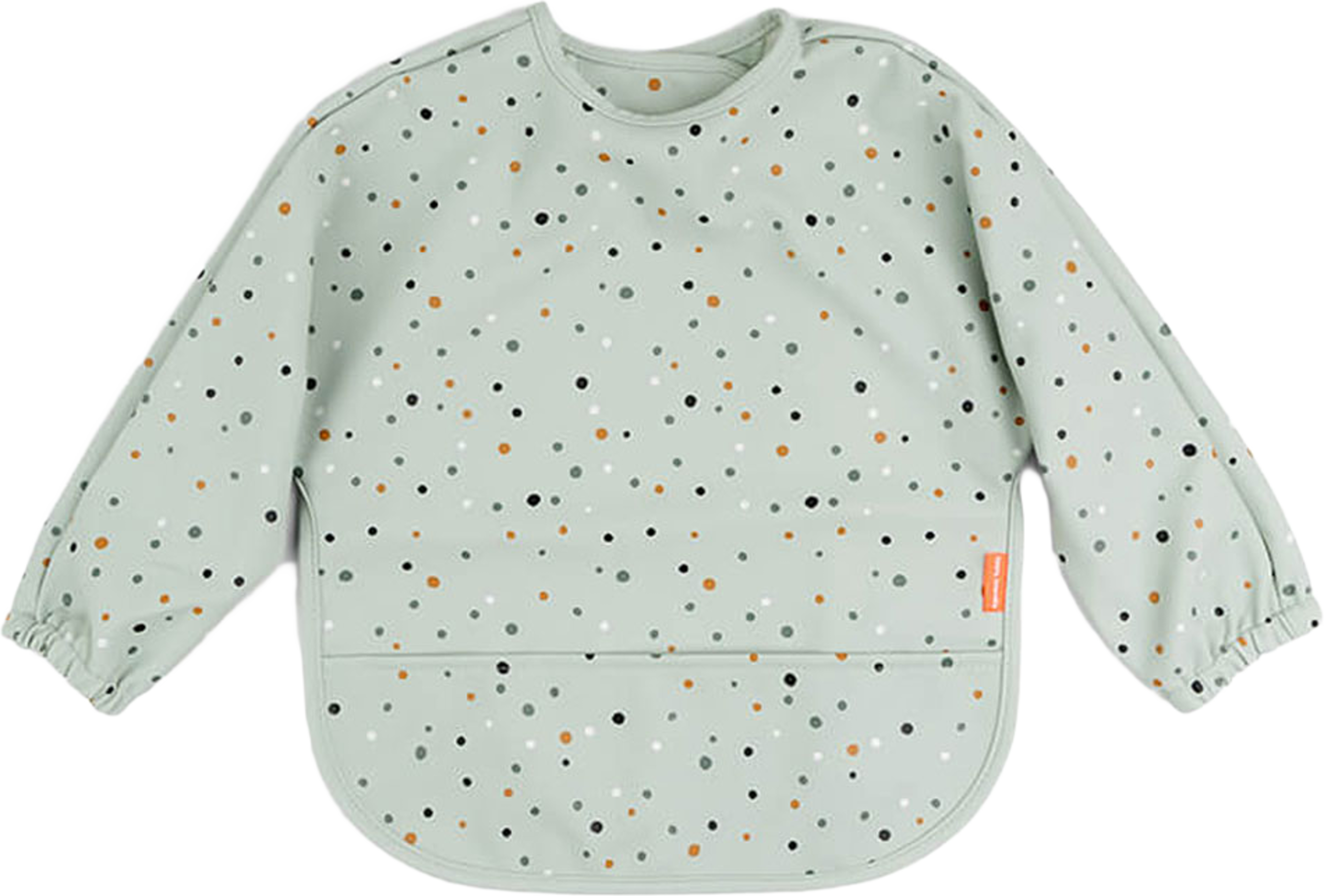 Sleeved pocket bib Happy dots Green
