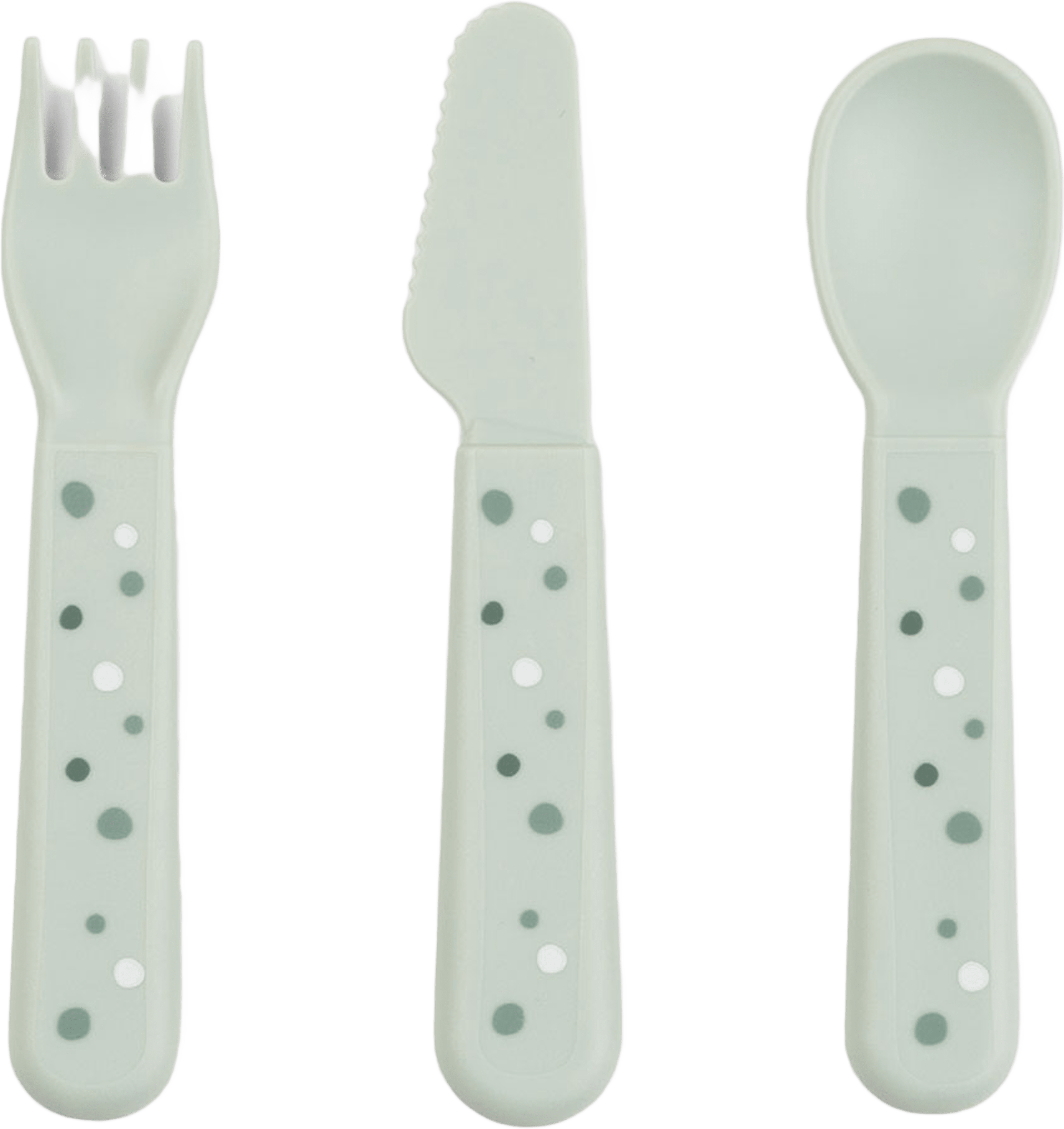 Foodie cutlery set Happy dots Green