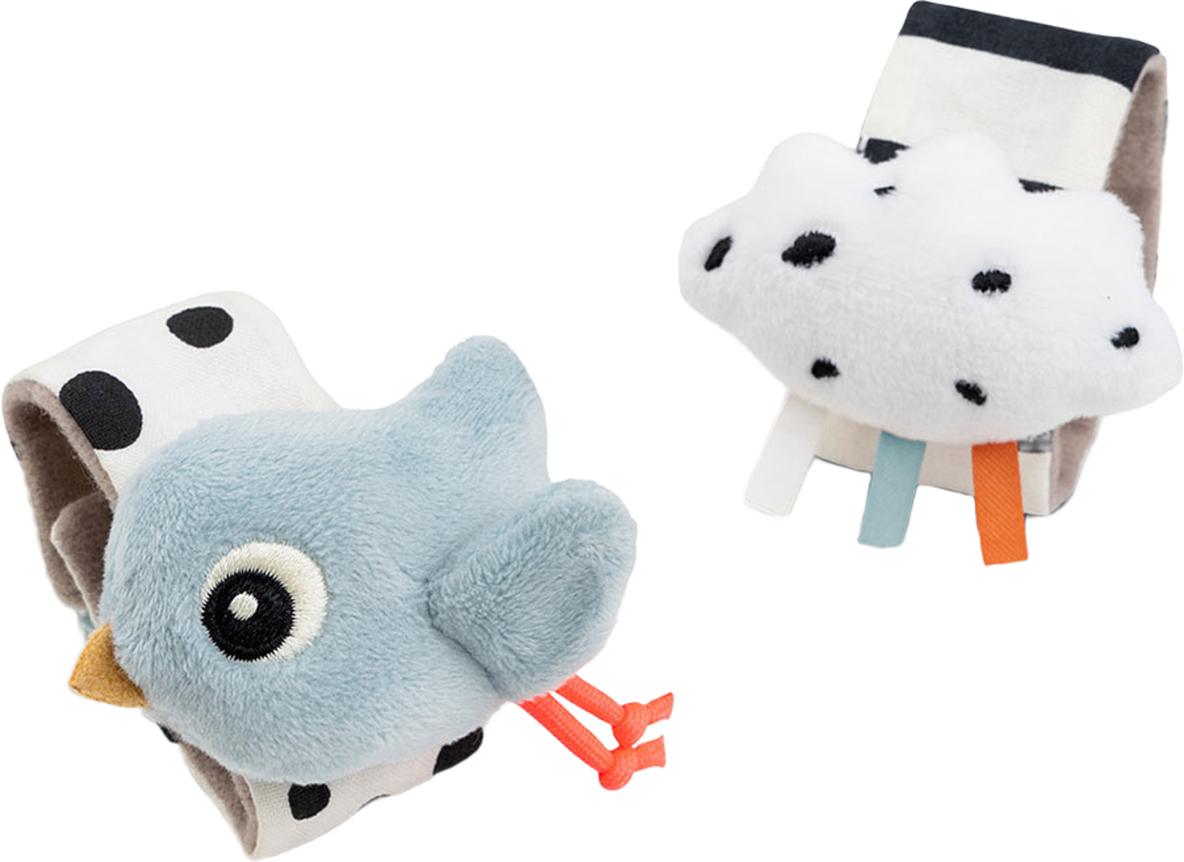 Wrist rattle set 2-pack Happy clouds Blue