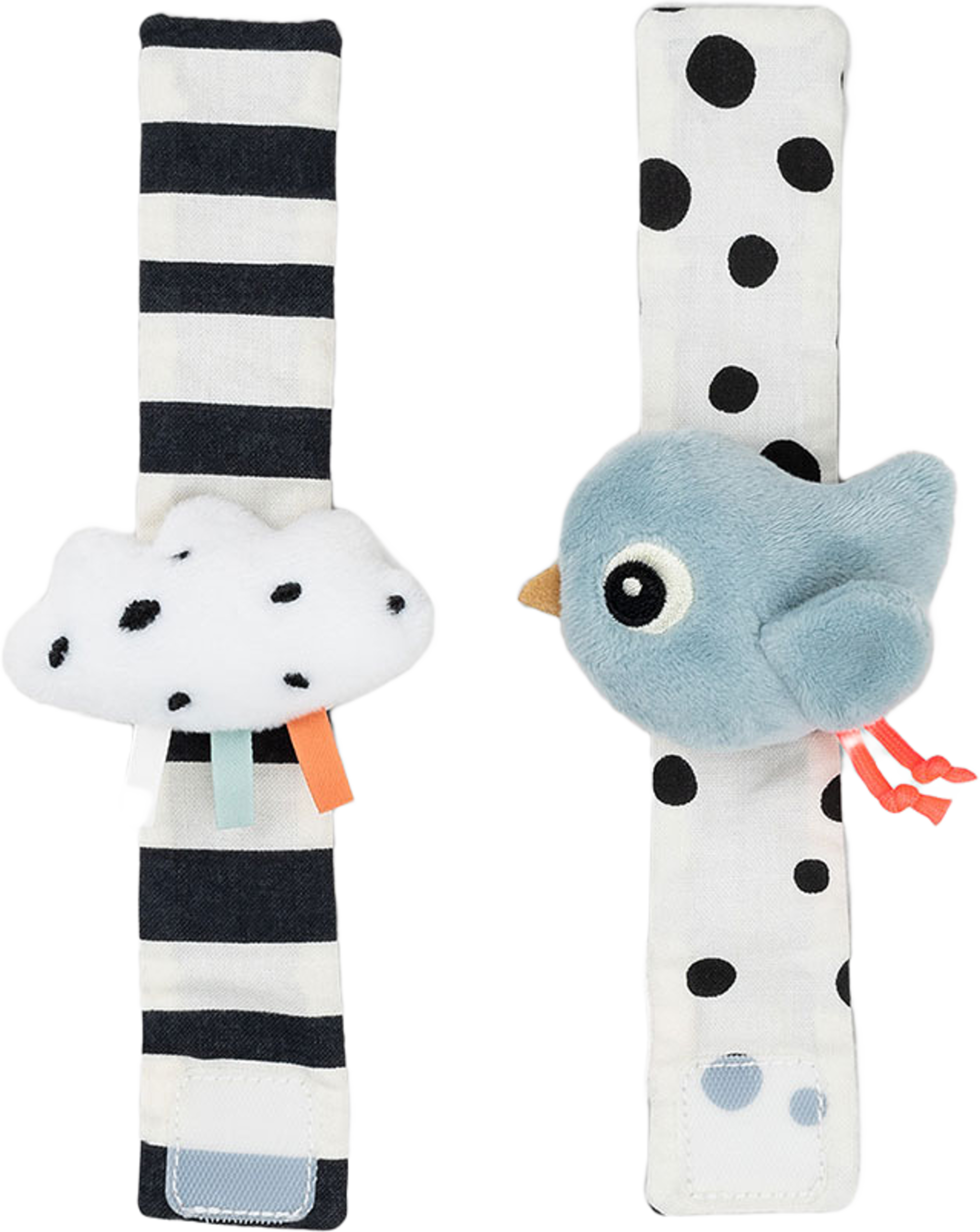 Wrist rattle set 2-pack Happy clouds Blue