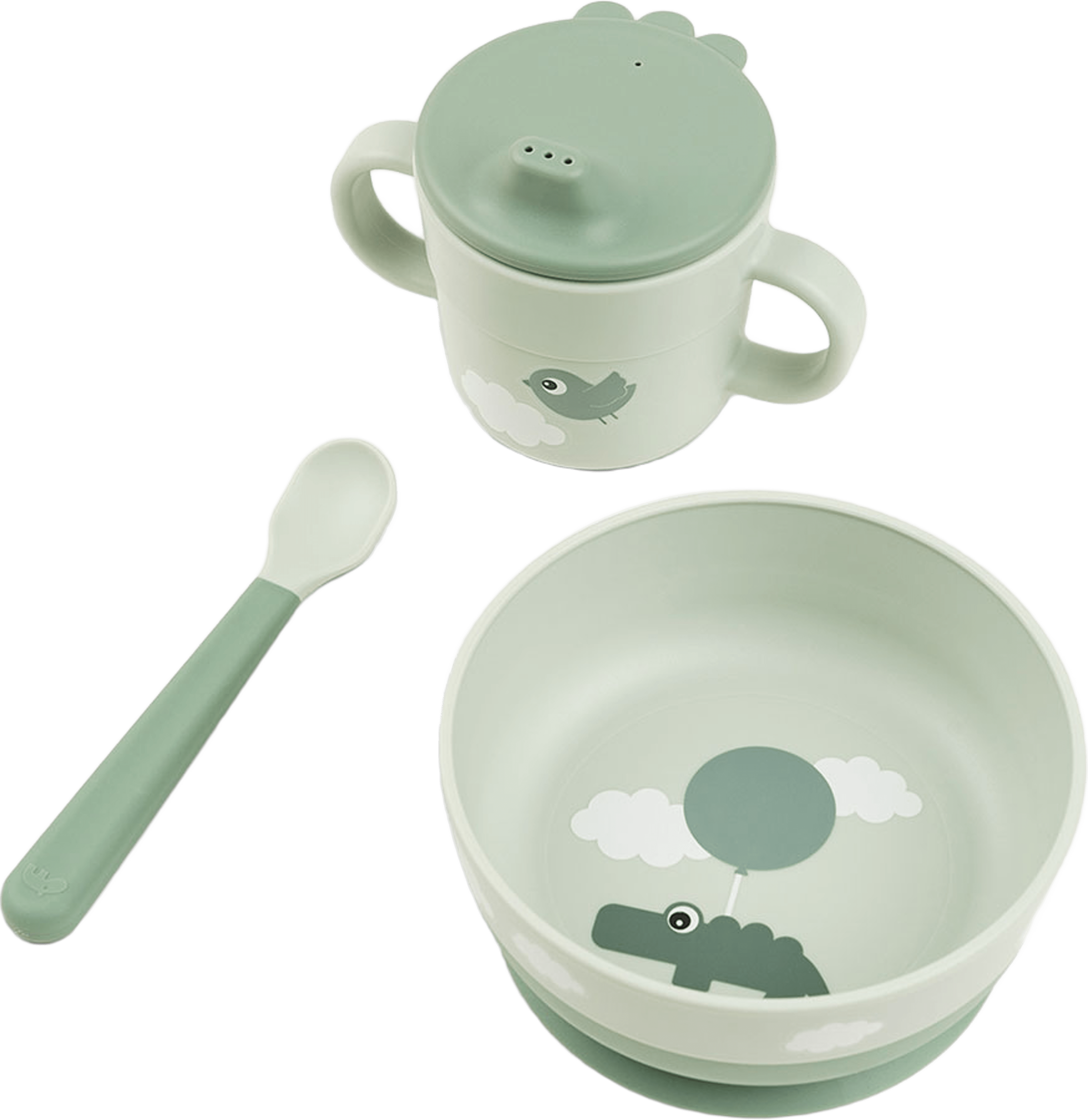 Foodie first meal set Happy clouds Green