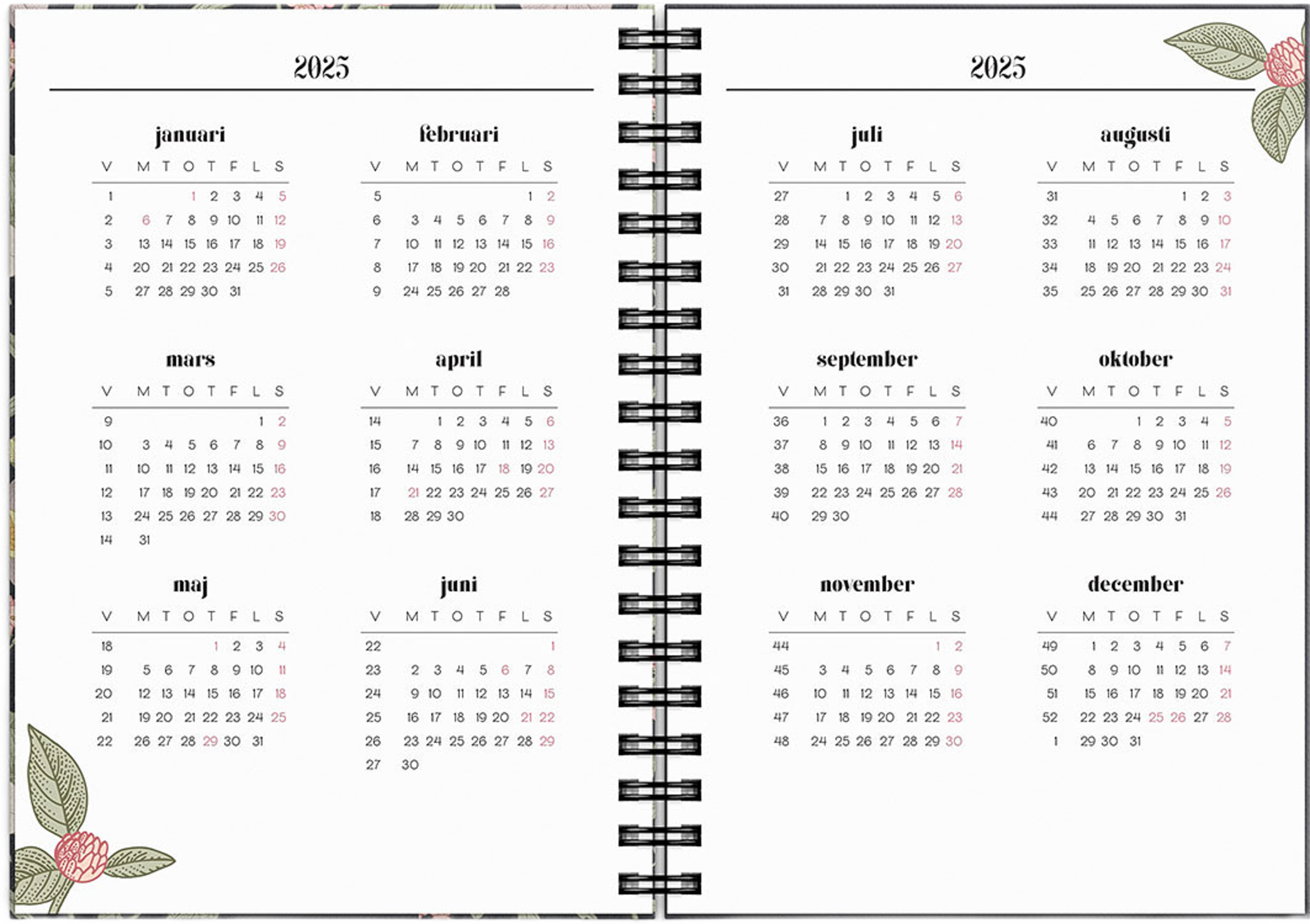 Kalender 2025 Life Planner Floral