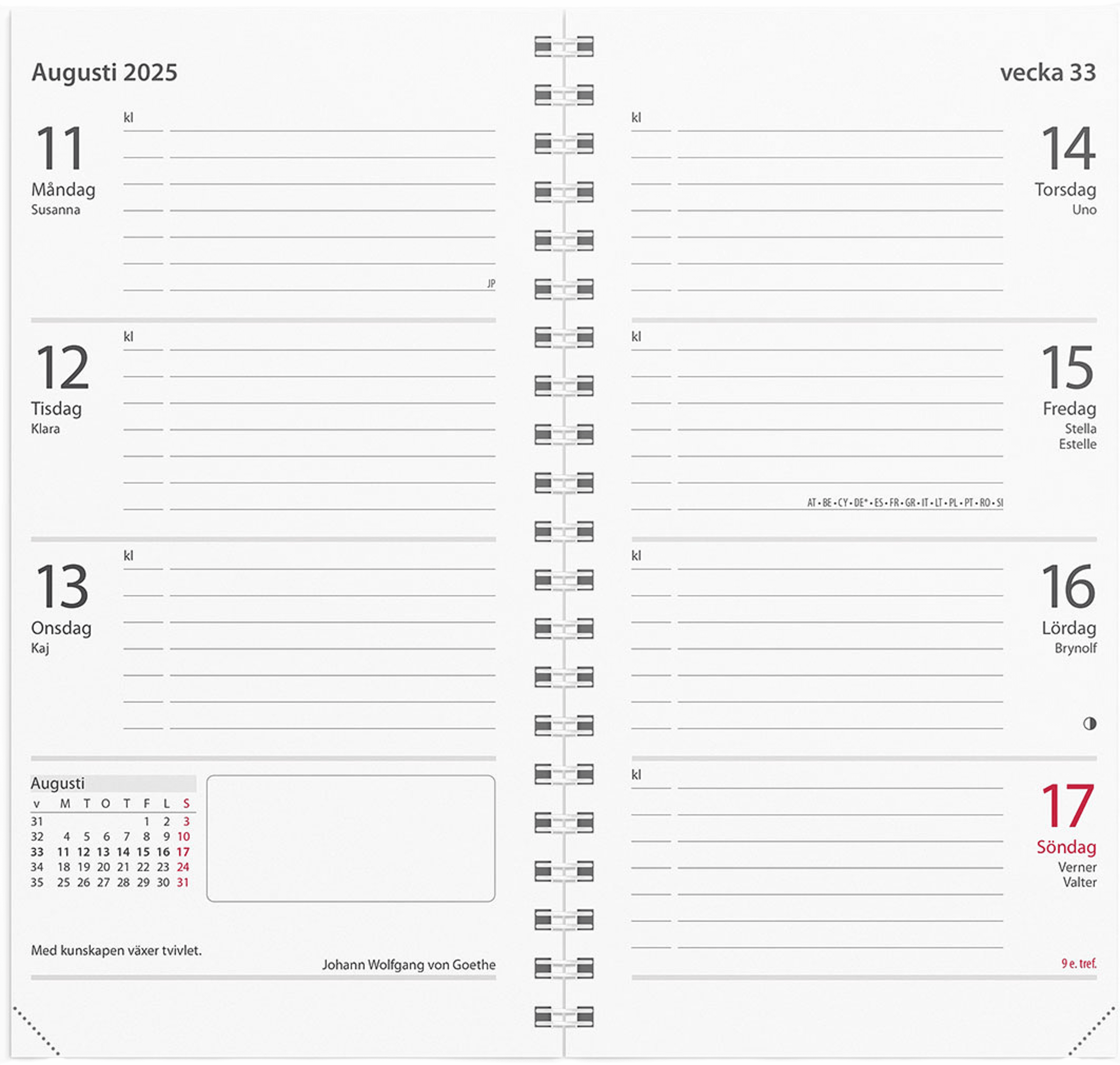 Kalender 2025 Master Refill