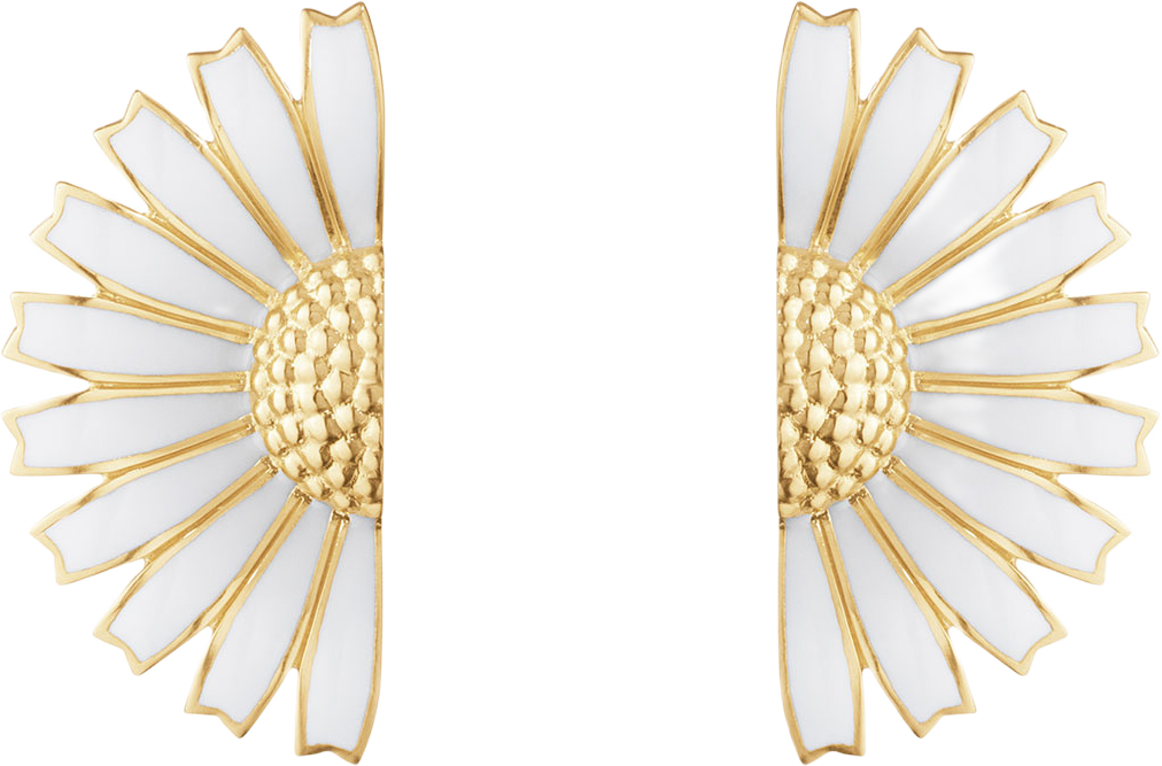 DAISY ÖH FÖRGYLLD SILVER MED HALV VIT EMALJERAD BLOMMA 43.5MM , BREDAST 21.5 MM