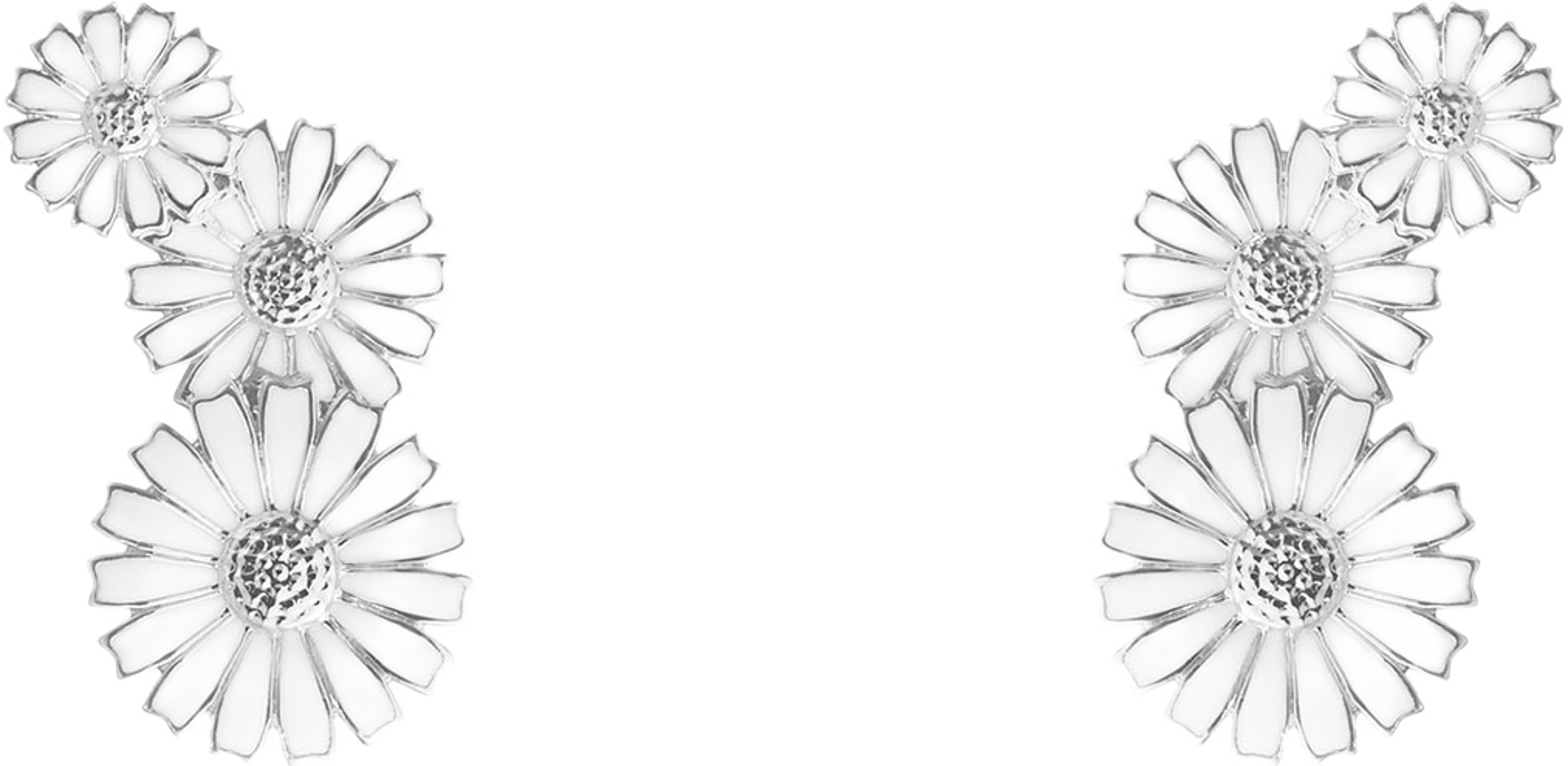 DAISY ÖH RH SILVER MED 3 BLOMMOR VIT EMALJ