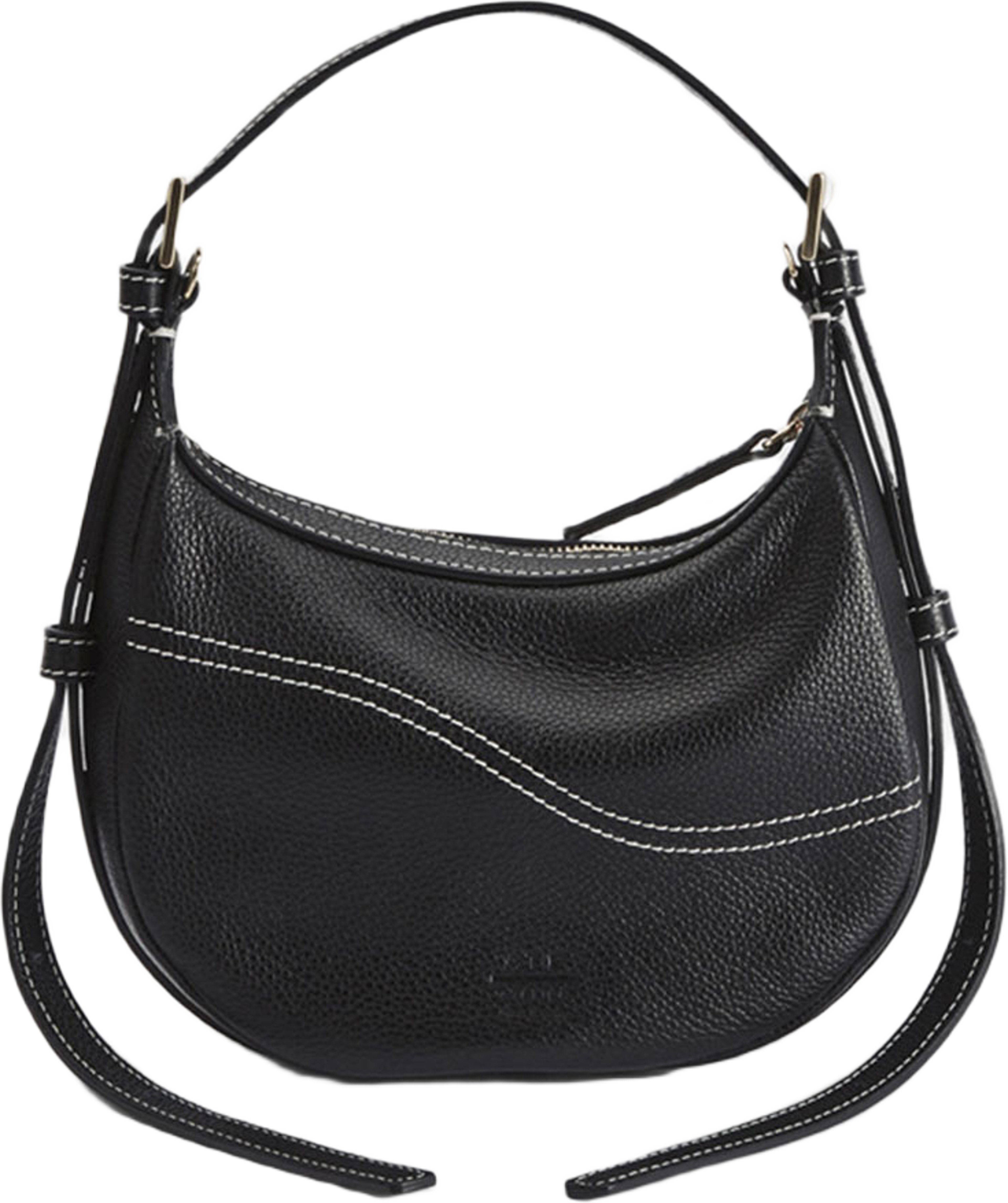 Silea Black/Contrast Stitch Grained Calf