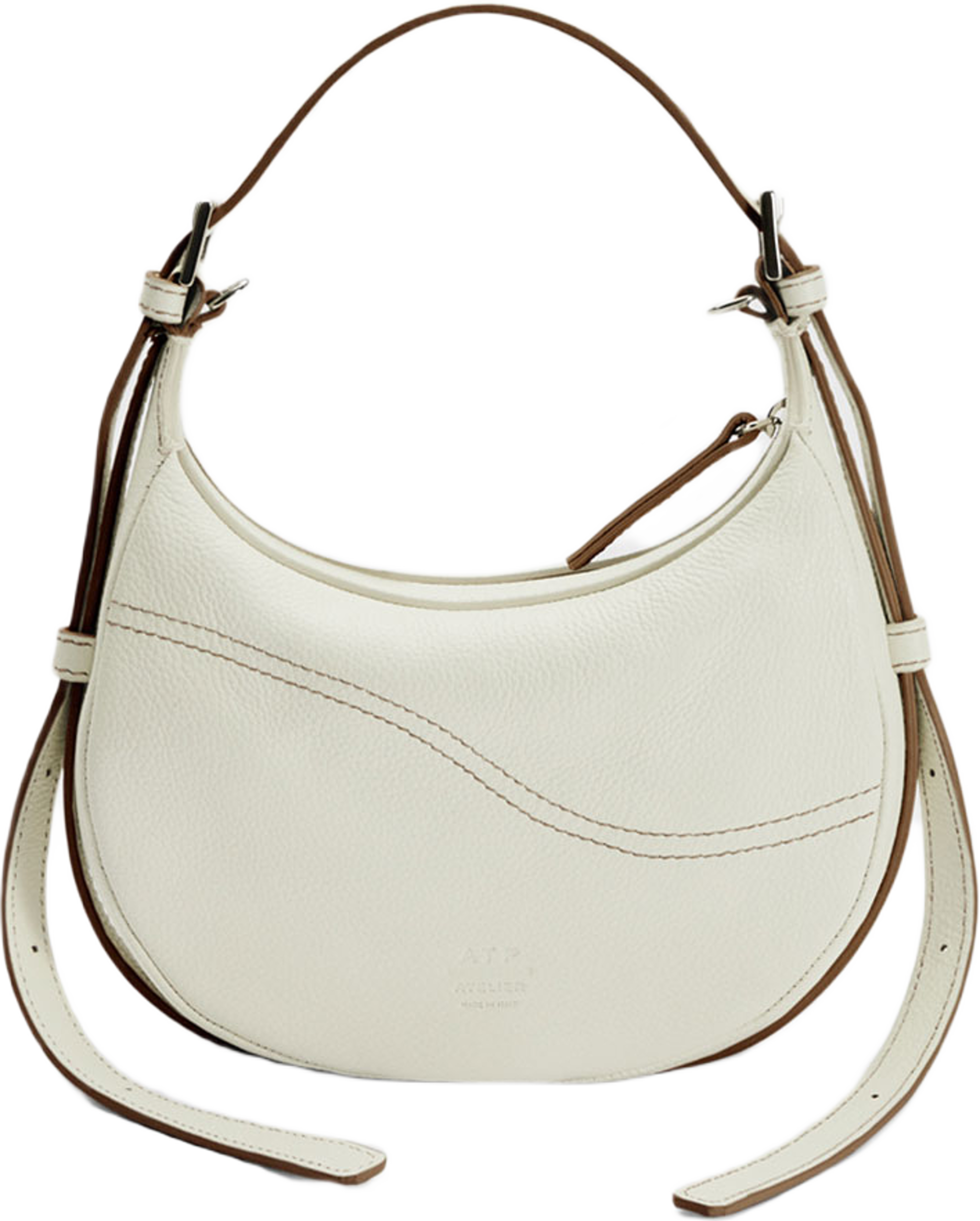 Silea Bianco/Contrast Stitch Grained Calf