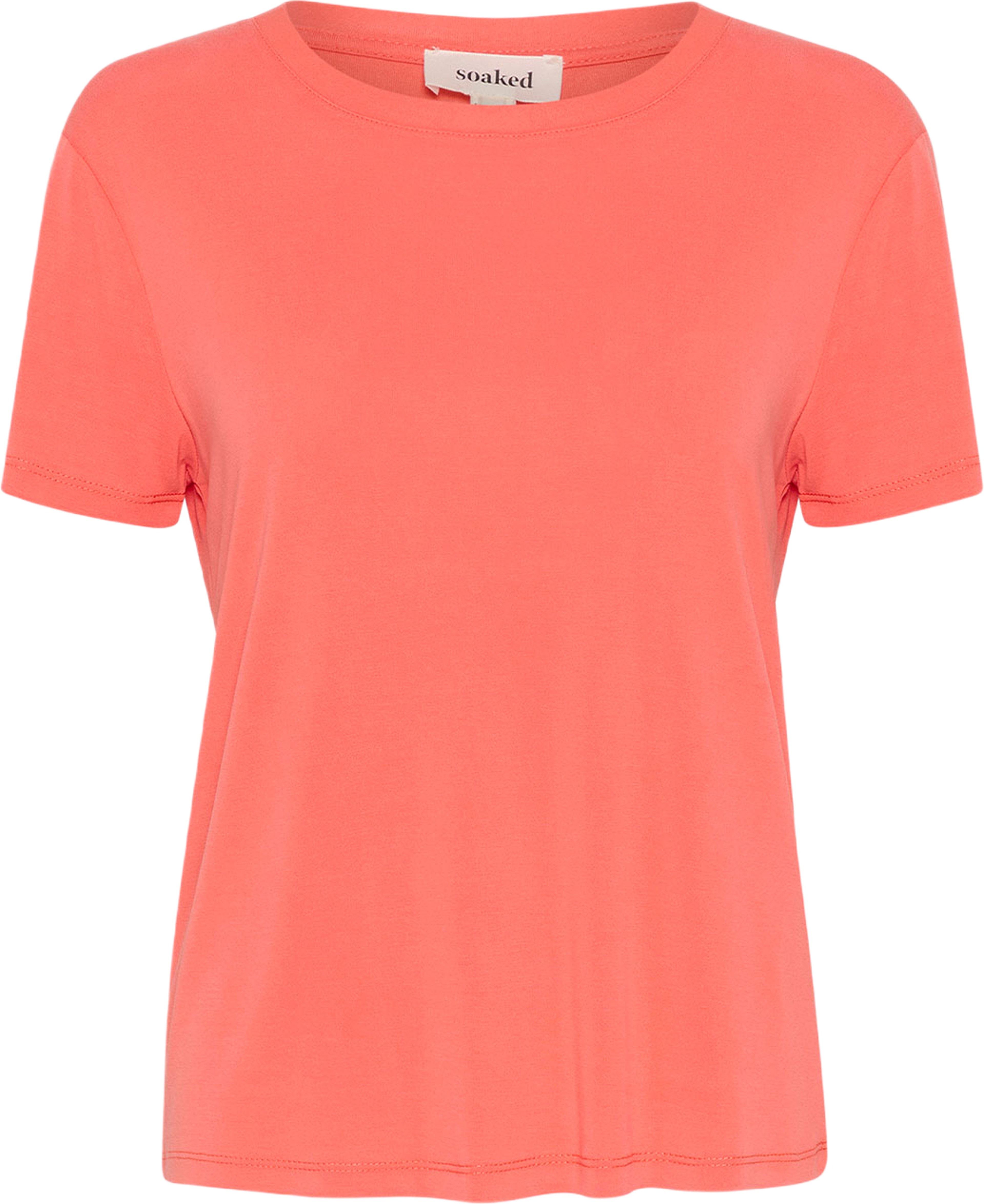 SLColumbine Crew-Neck T-Shirt, från Soaked In Luxury, i färgen Hot Coral. Klicka för att öppna bilden i stort format