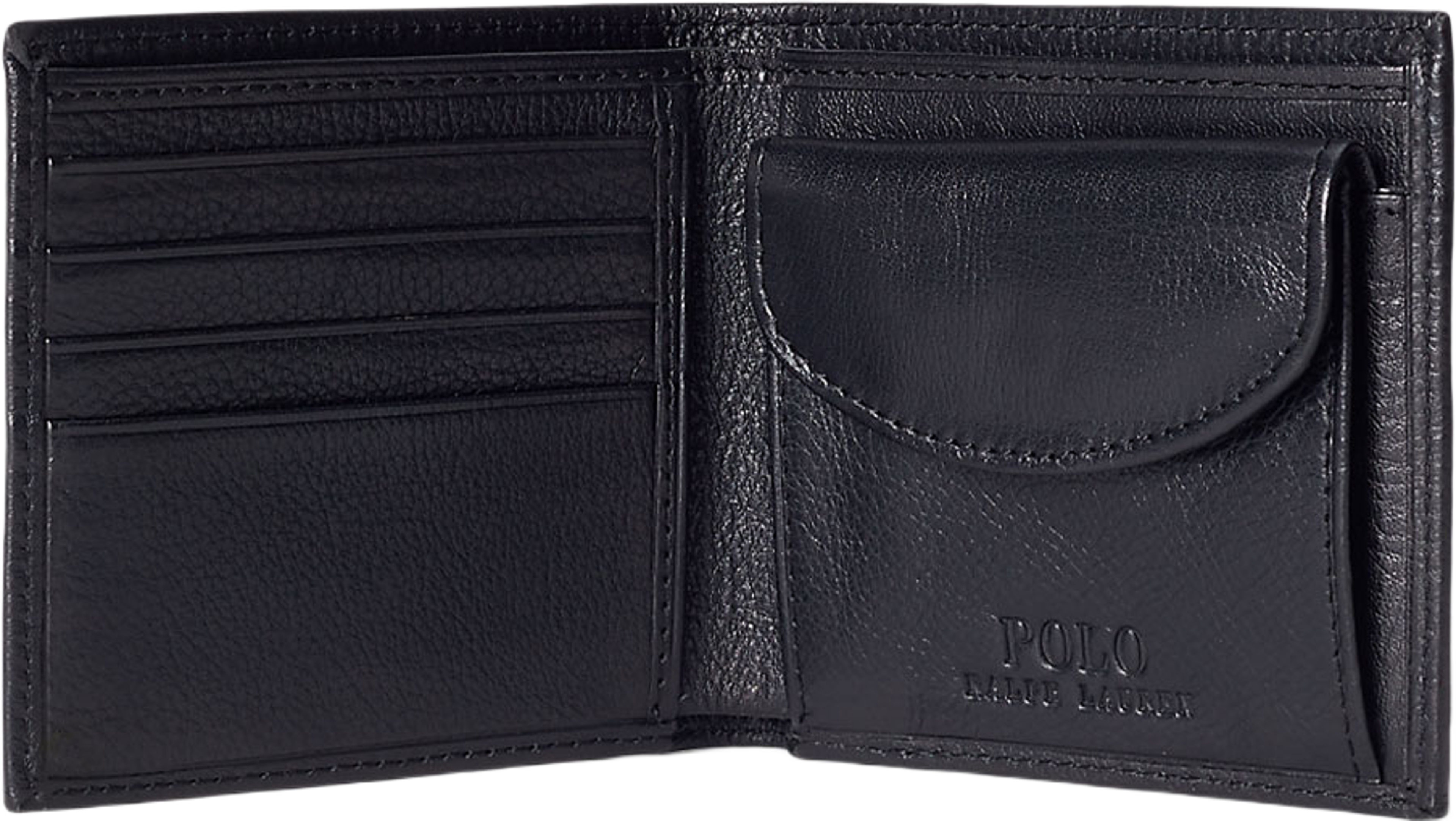 Pebbled Leather Billfold Coin Wallet