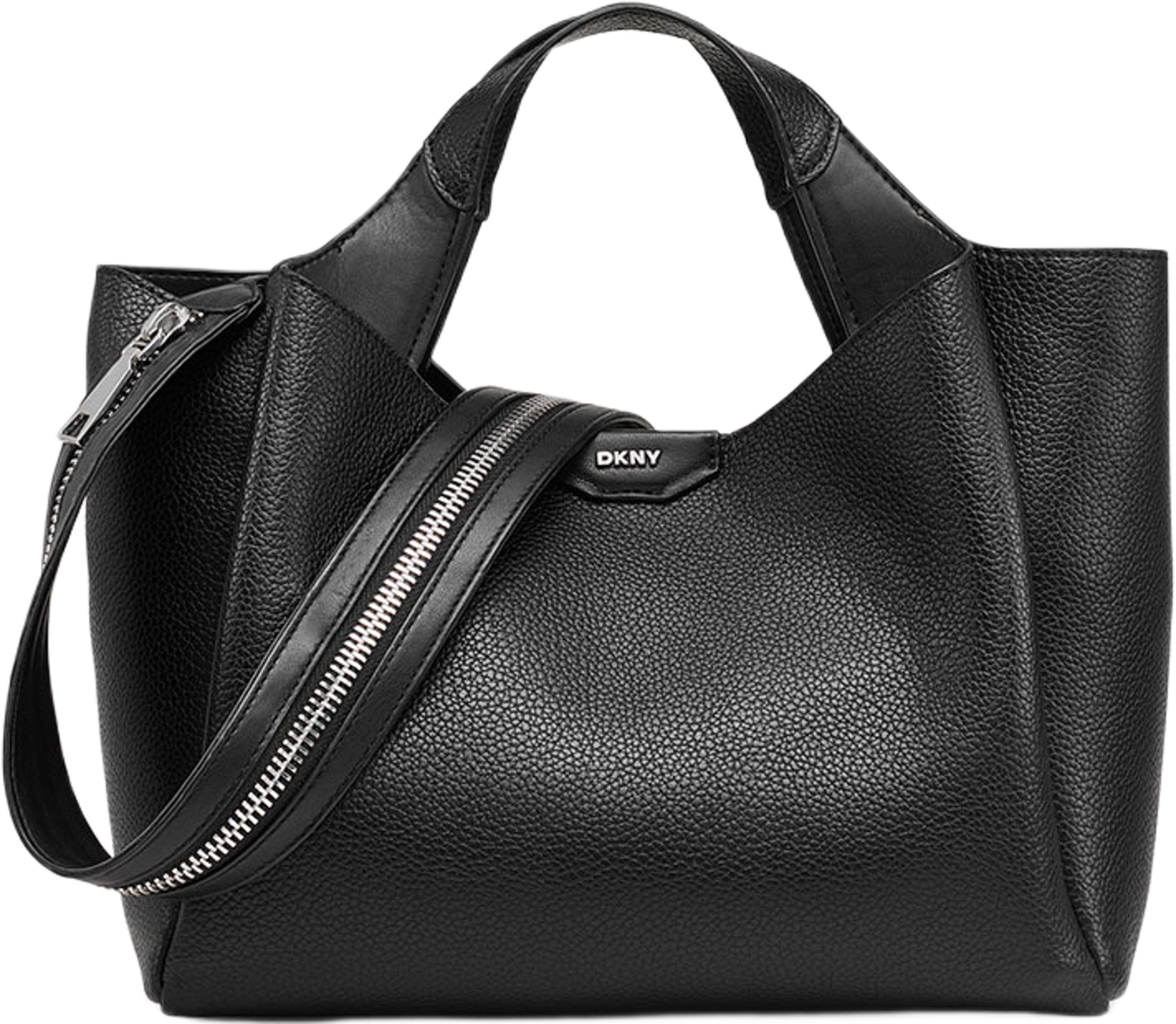 Willa Satchel, från DKNY, i färgen Black/Silver. Klicka för att öppna bilden i stort format