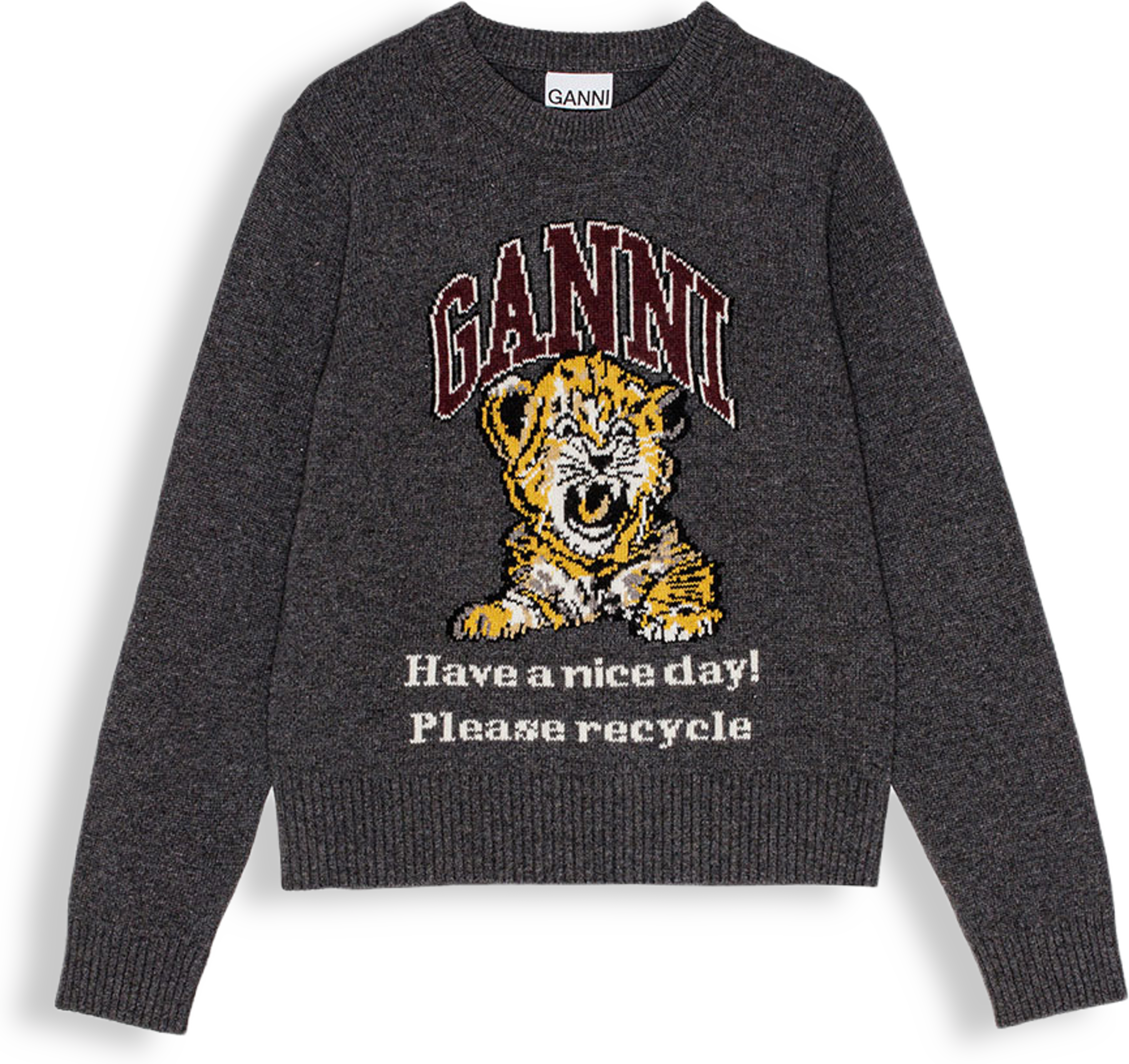 Graphic Wool Mix Tiger Crewneck Sweater