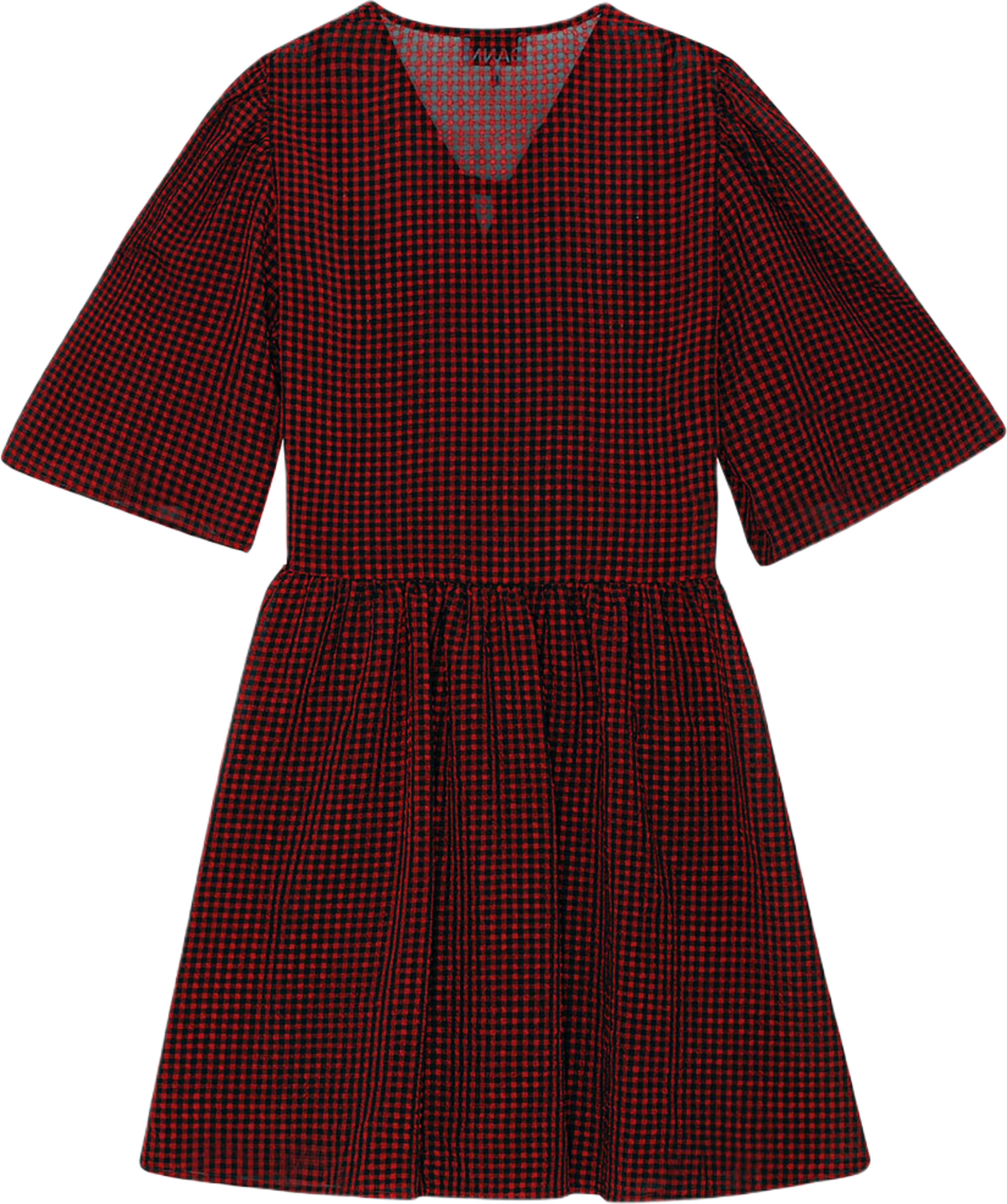 Sheer Fluid Check Tie String Wrap Dress