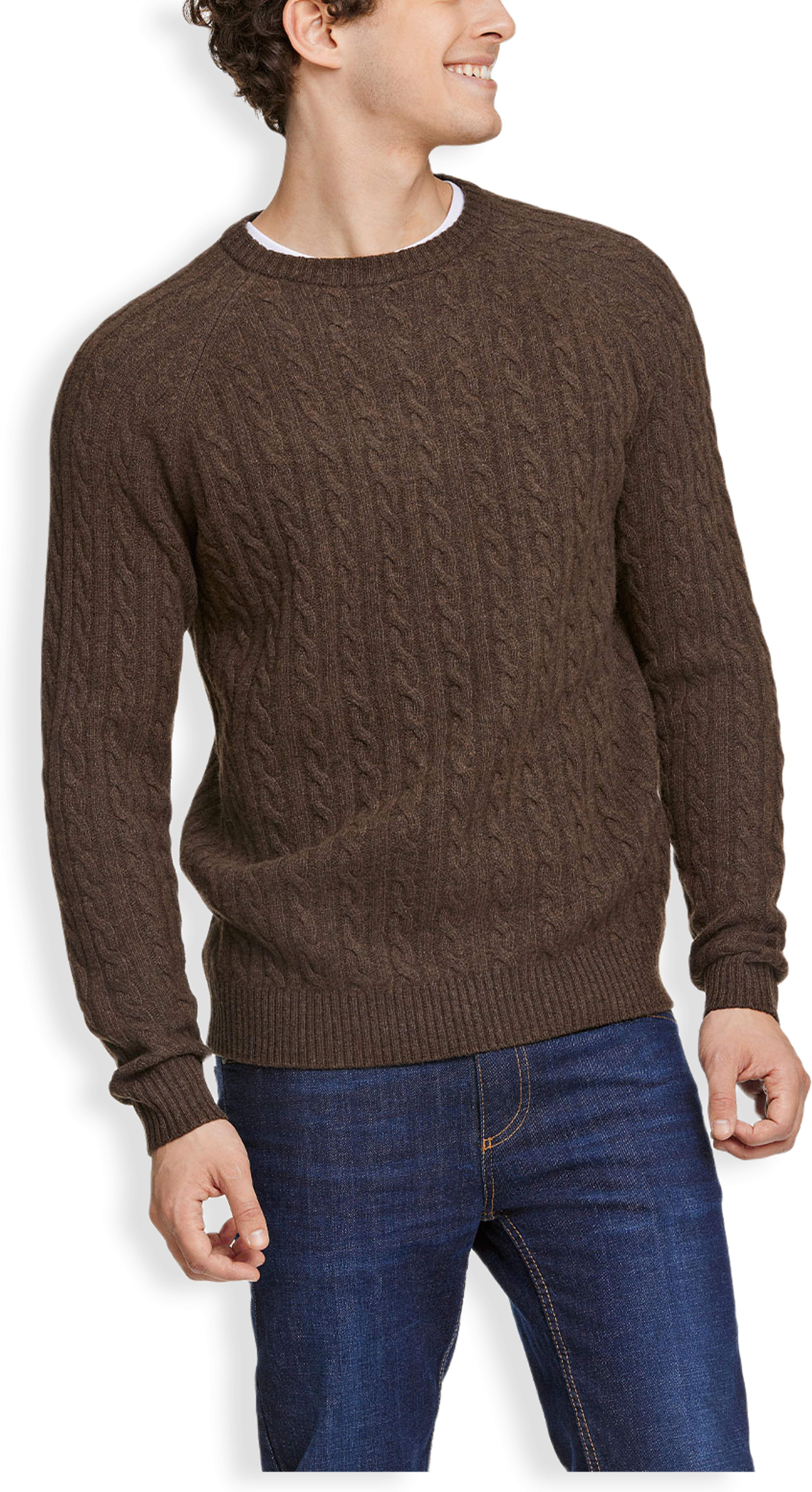 Lambswool Raglan Cable O-Neck