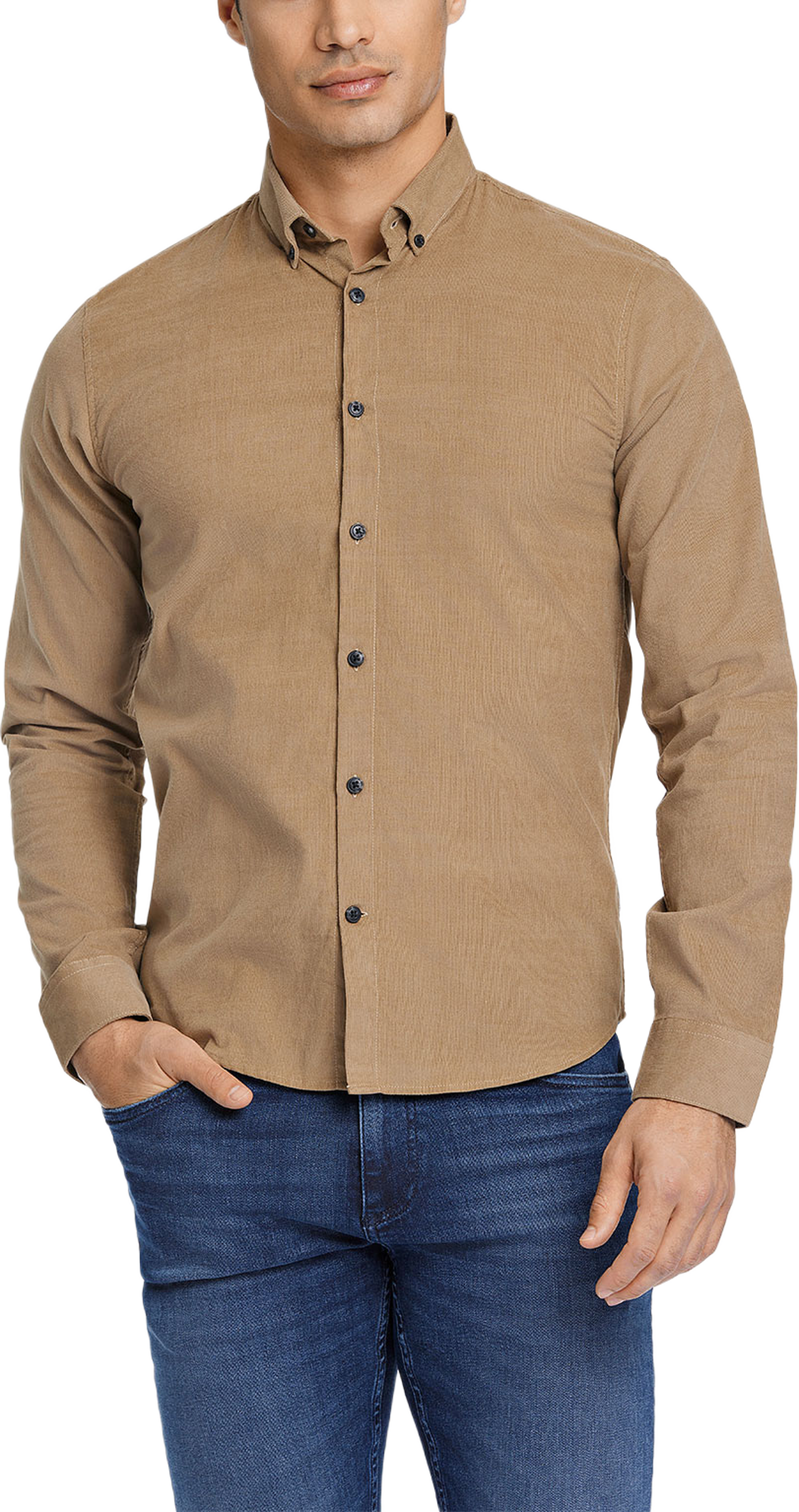 Fine Corduroy Shirt L/S, från Lindbergh, i färgen Sand. Klicka för att öppna bilden i stort format