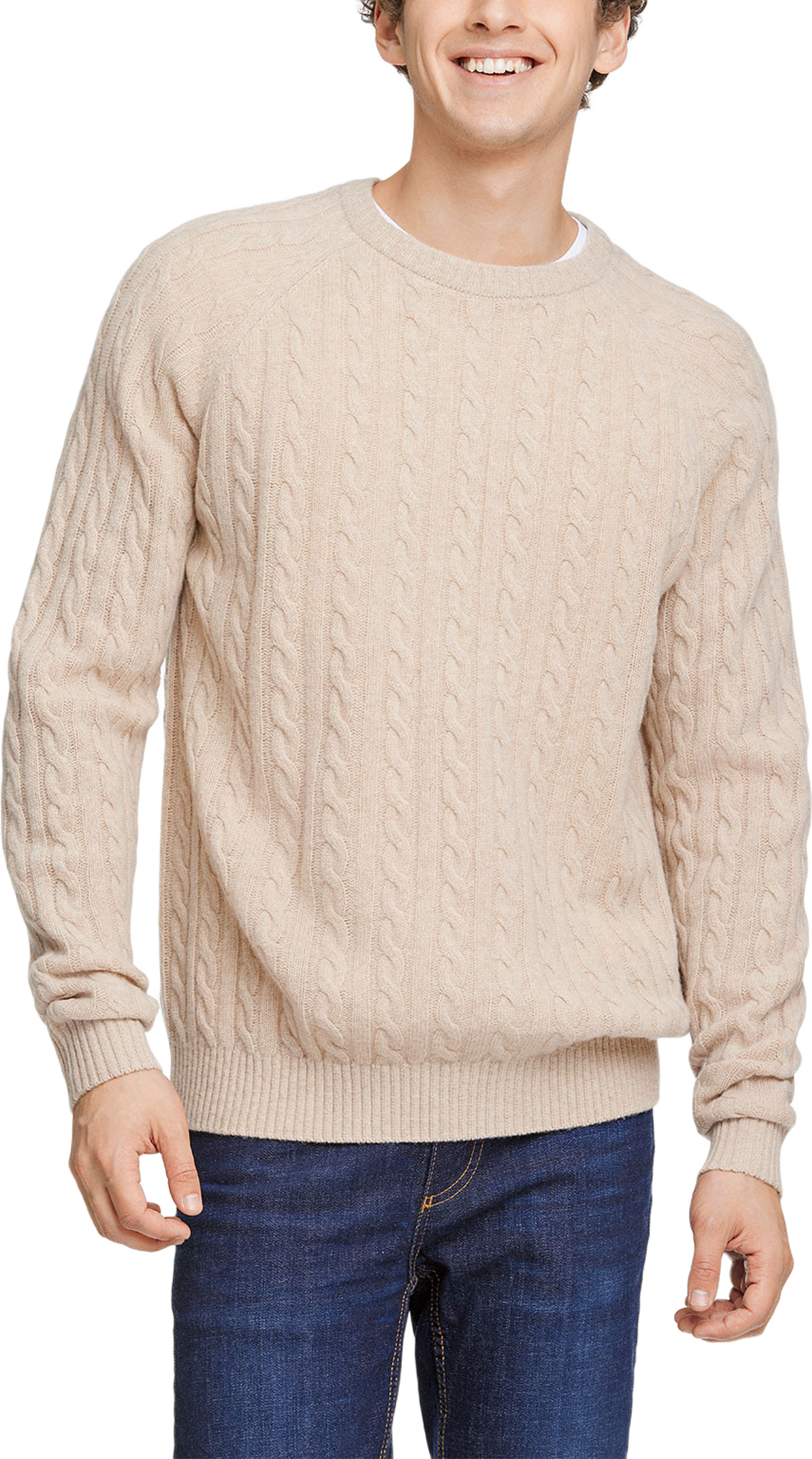 Lambswool Raglan Cable O-Neck
