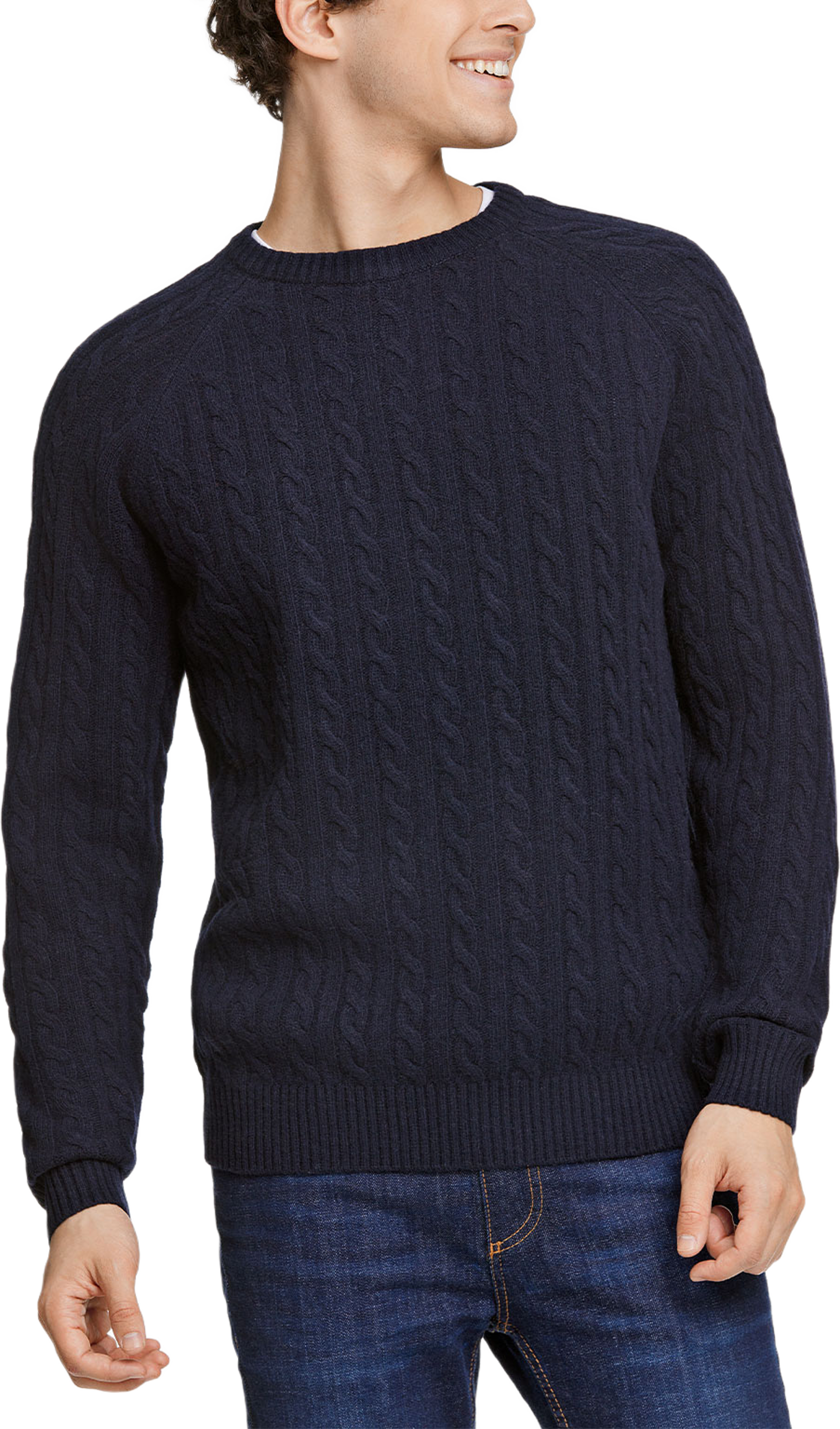 Lambswool Raglan Cable O-Neck