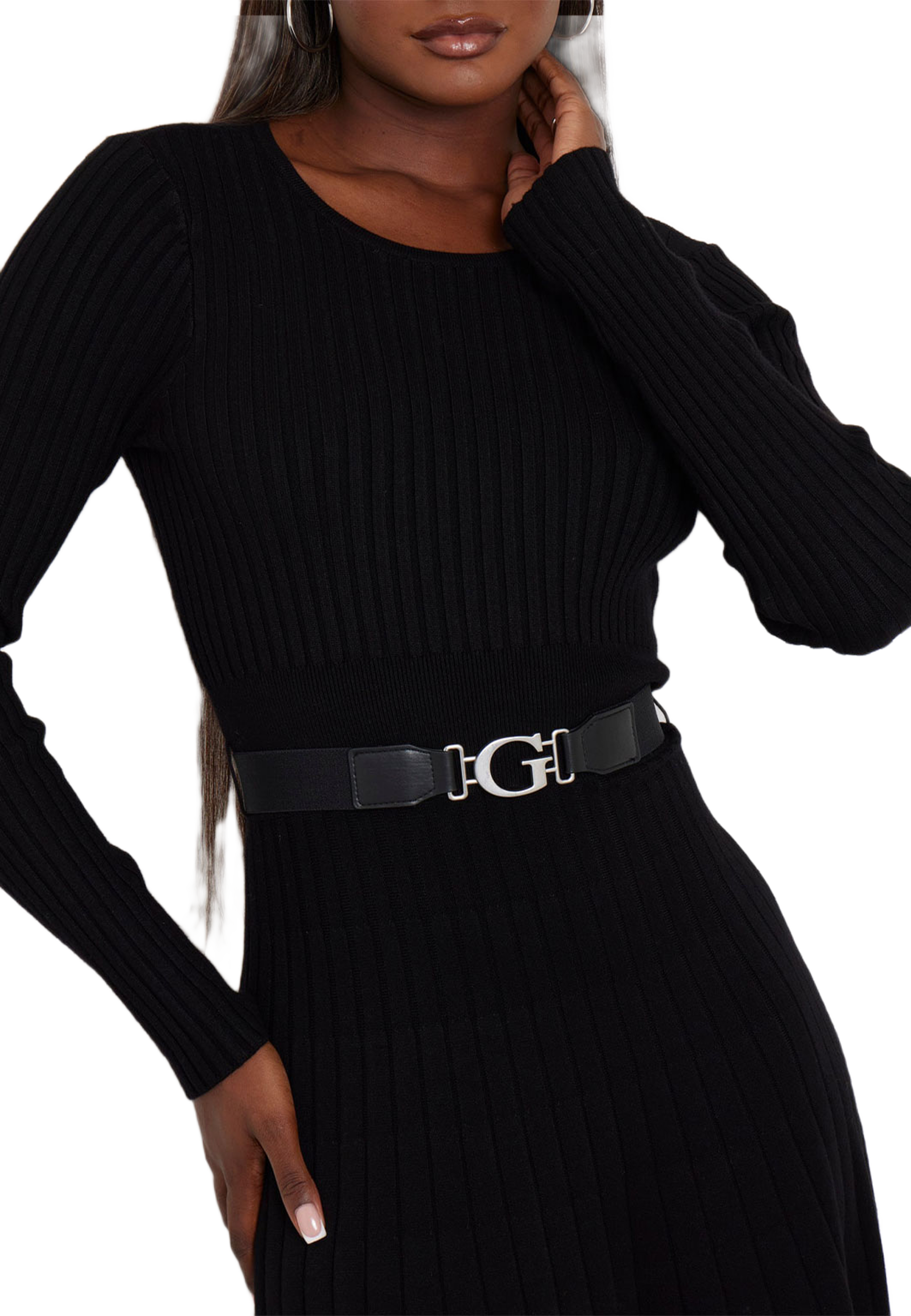 Ls Rib Pleated Paige Dress