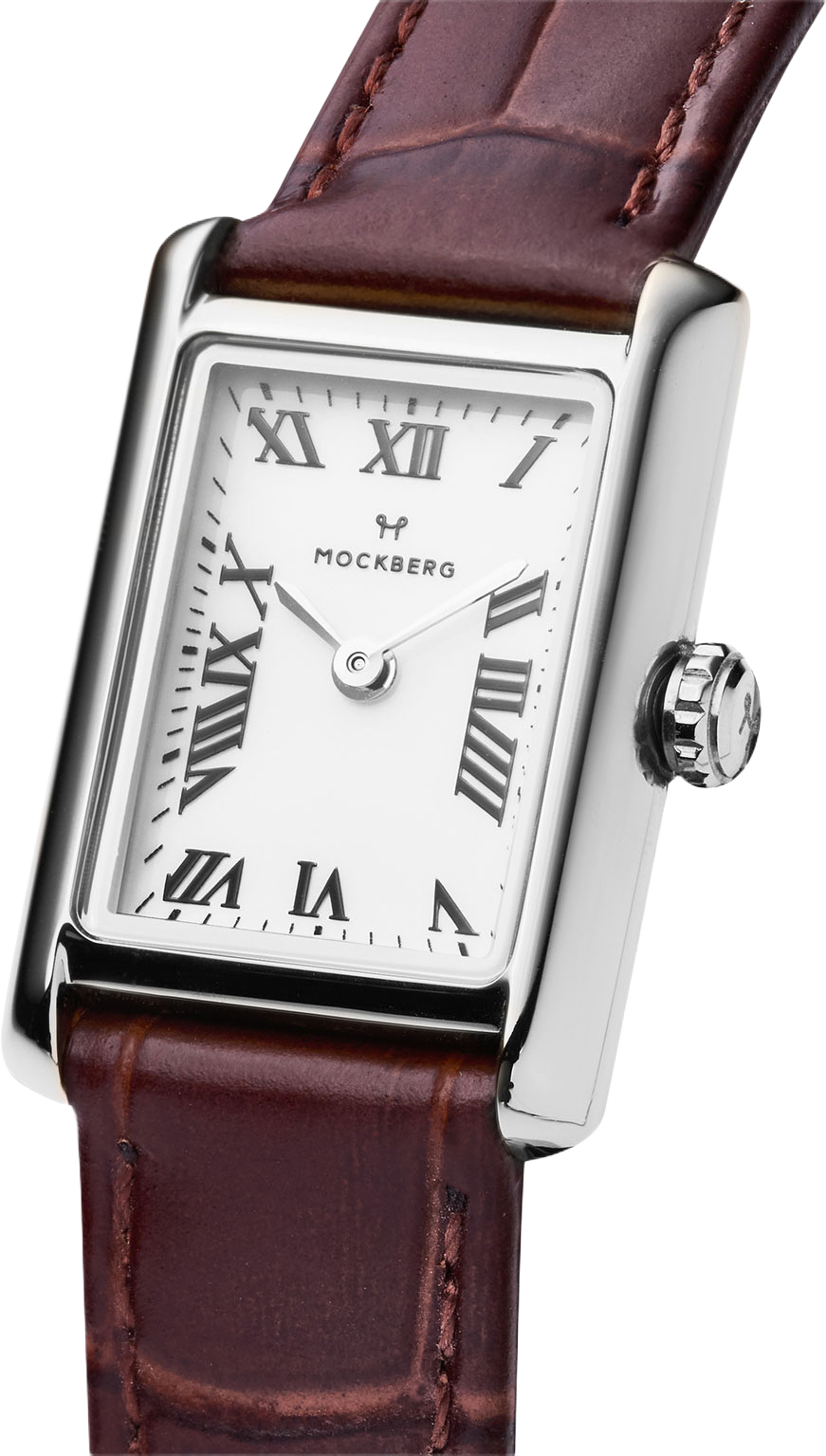 Timeless Brown Leather Silver Watch, från Mockberg, i färgen Silver. Klicka för att öppna bilden i stort format