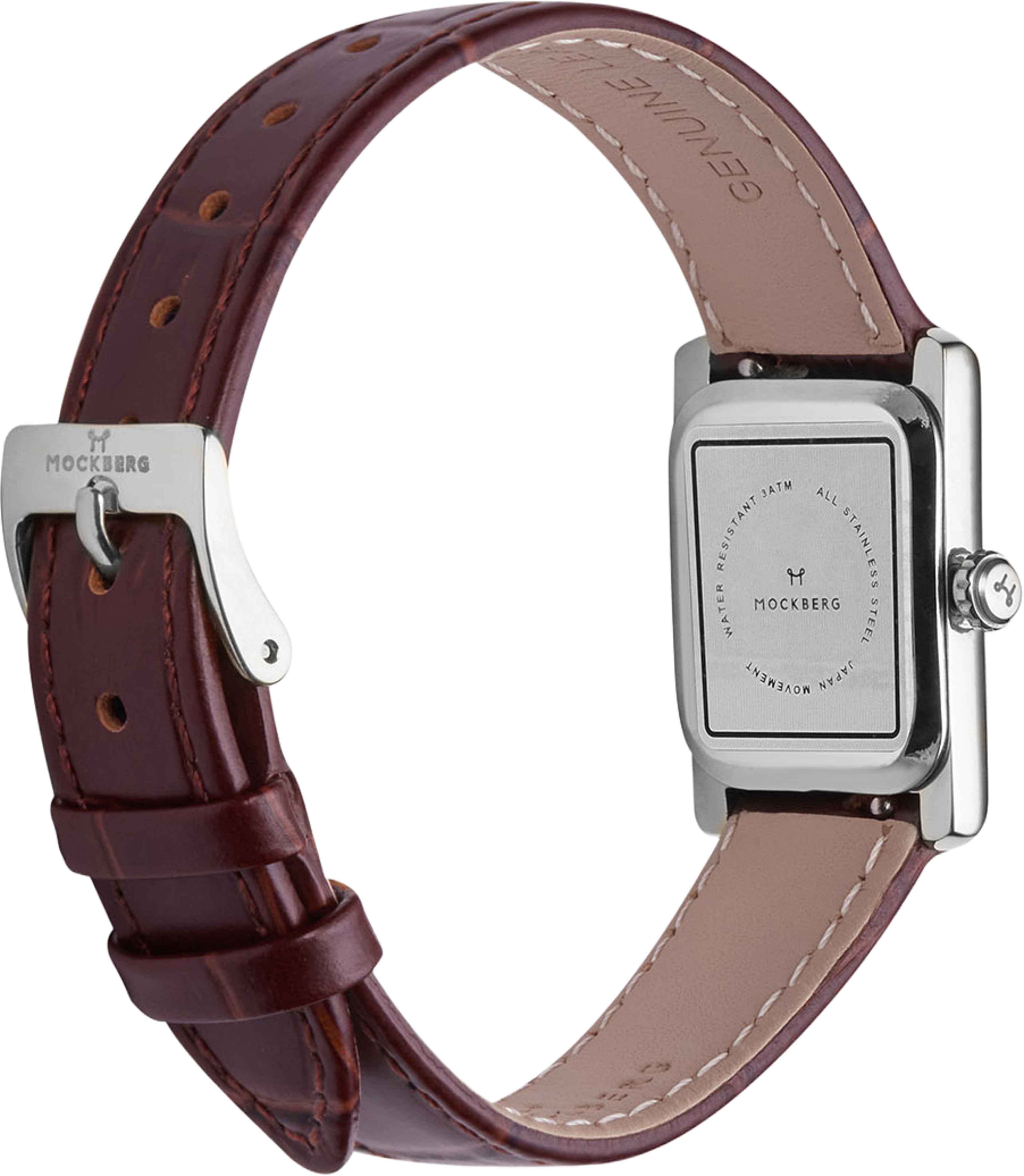 Timeless Brown Leather Silver Watch, från Mockberg, i färgen Silver. Klicka för att öppna bilden i stort format