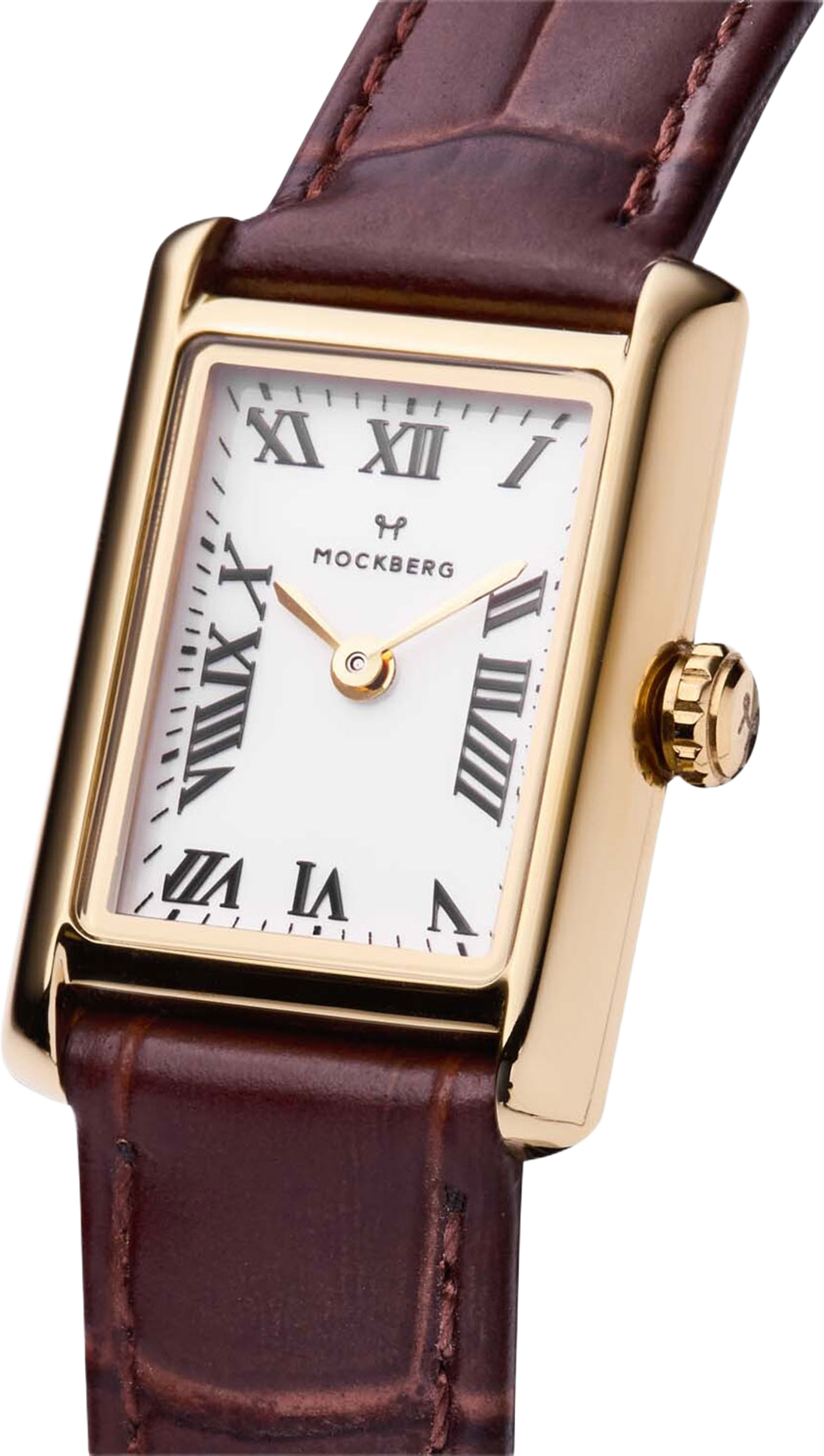 Timeless Black Leather Silver Watch, från Mockberg, i färgen Gold. Klicka för att öppna bilden i stort format