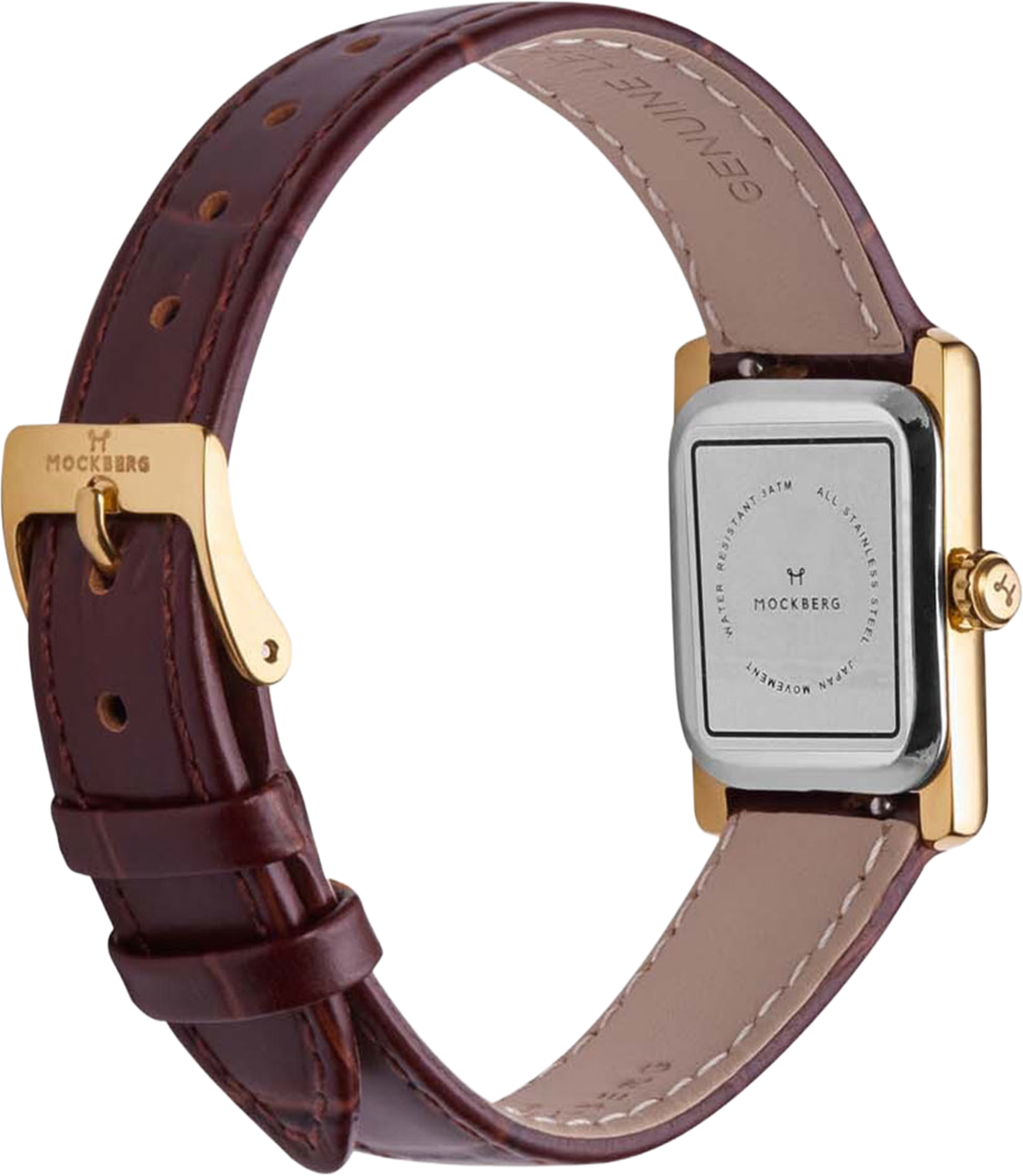 Timeless Black Leather Silver Watch, från Mockberg, i färgen Gold. Klicka för att öppna bilden i stort format