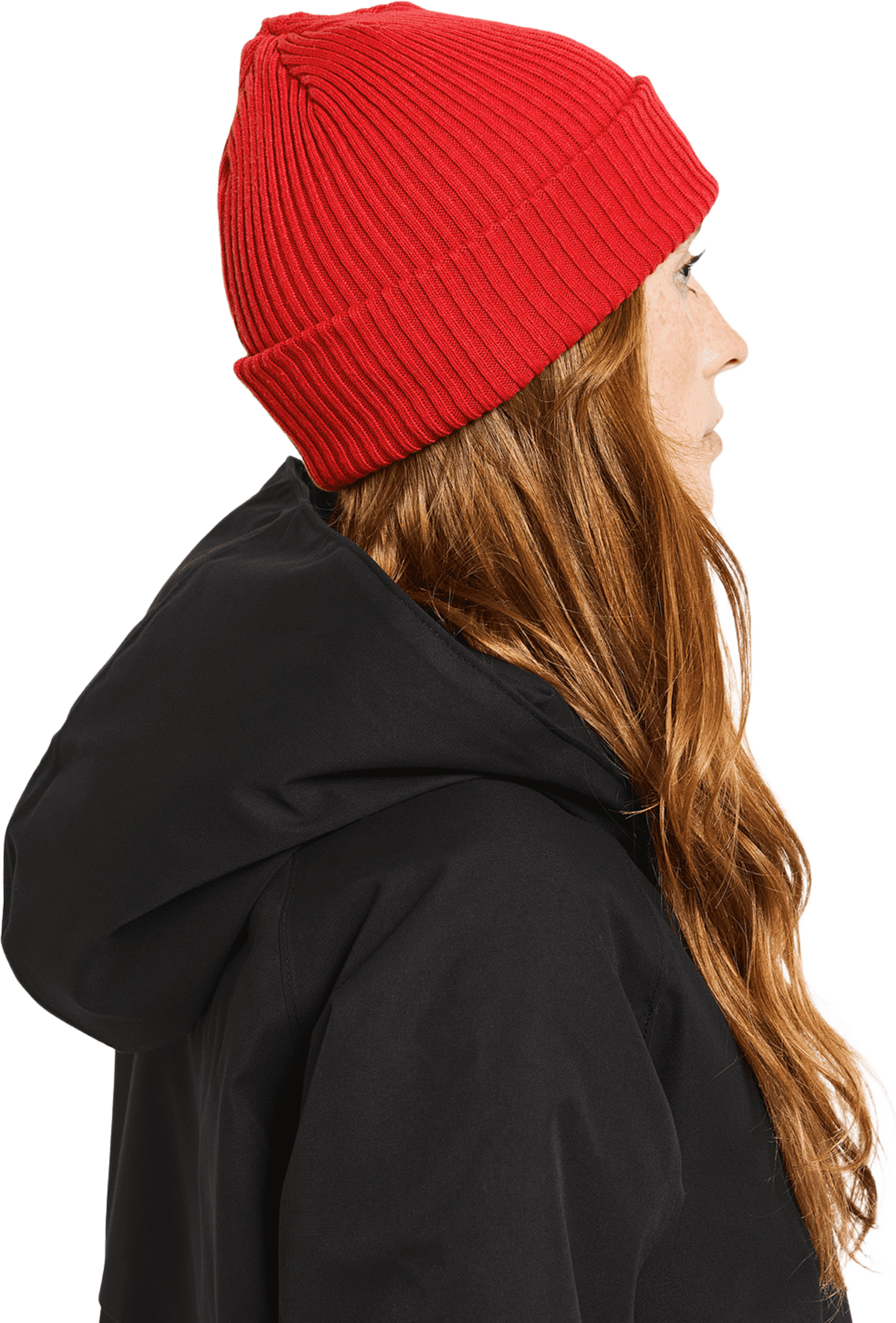 Delmar Beanie, från Didriksons, i färgen Pomme Red. Klicka för att öppna bilden i stort format