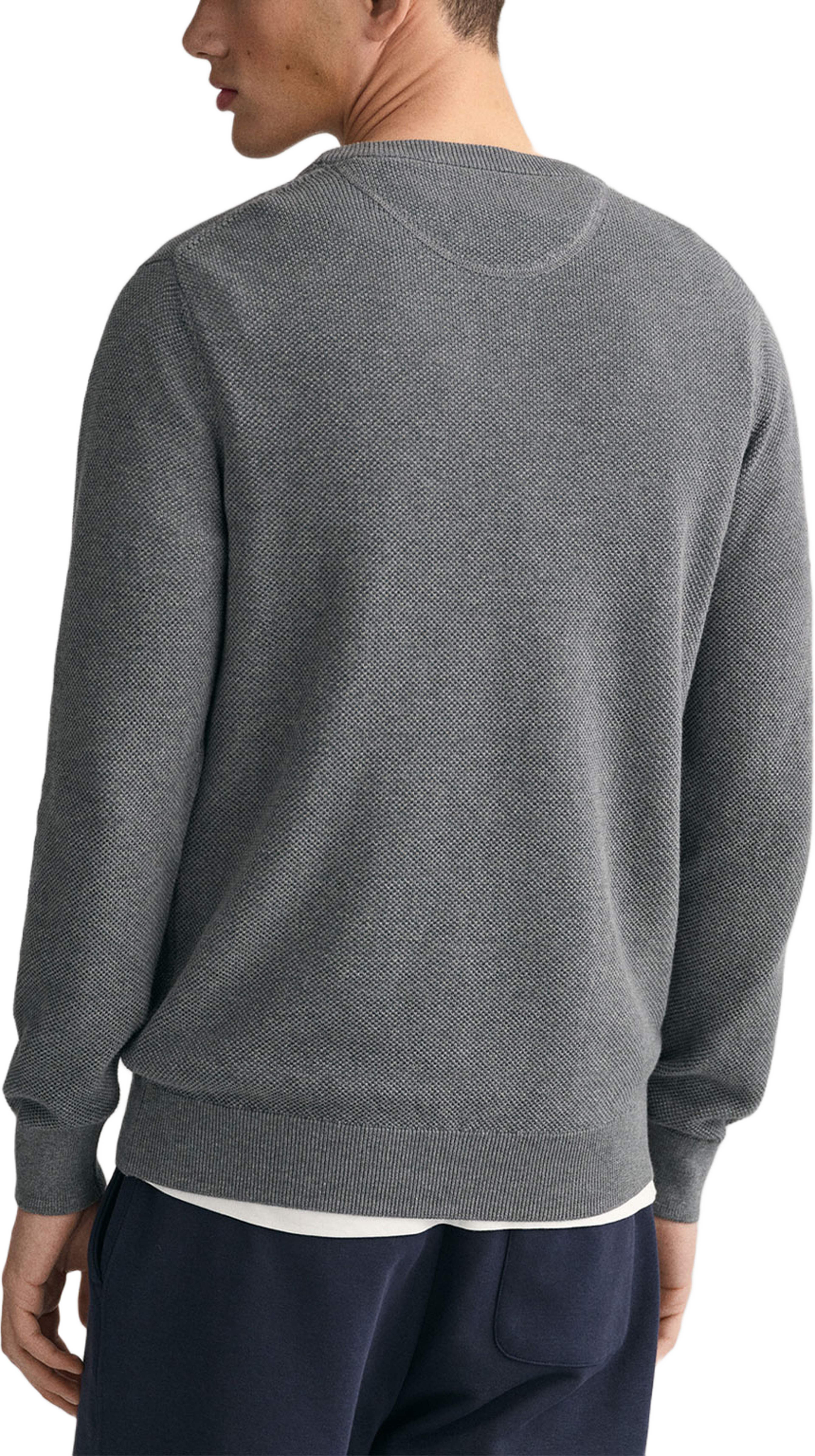 Cotton Piqué Crew Neck Sweater