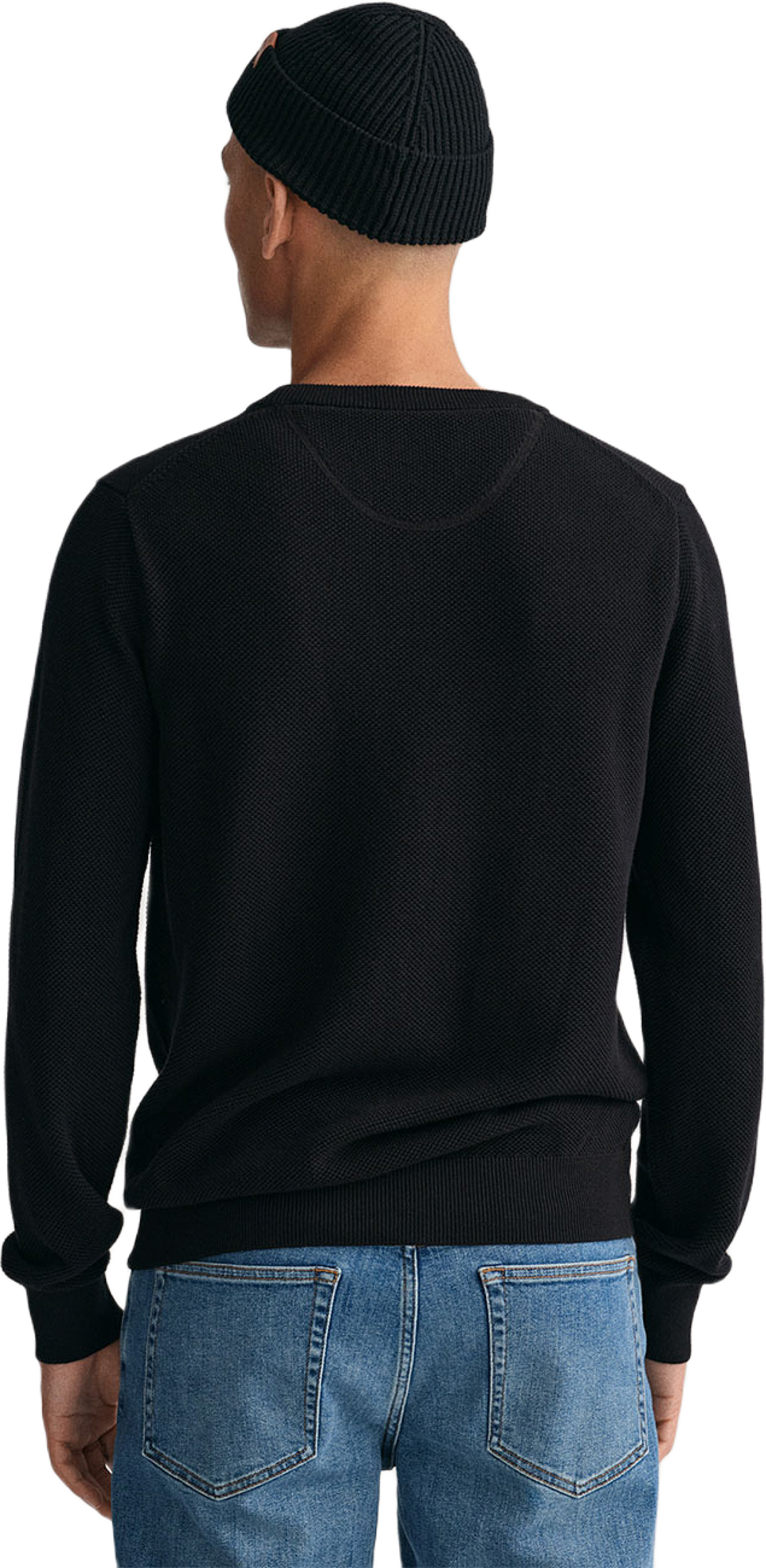 Cotton Piqué Crew Neck Sweater