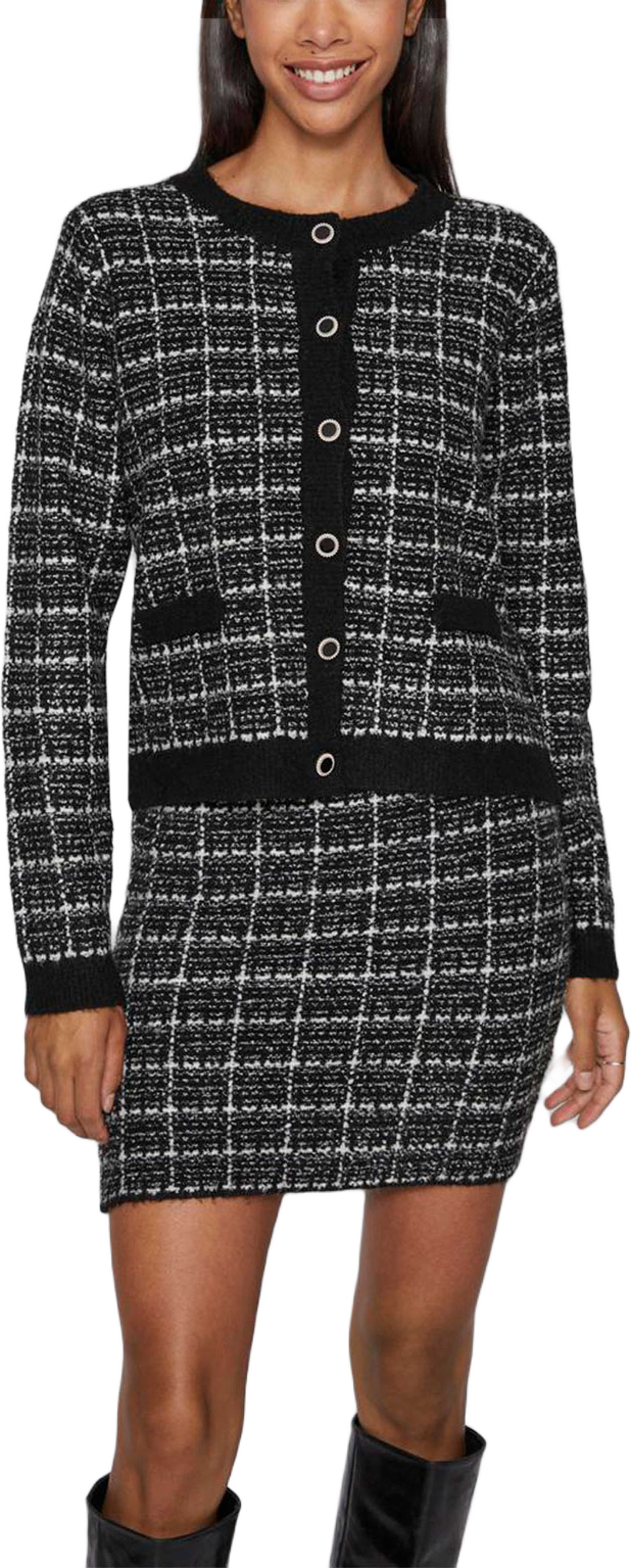 Viaudrey Check L/S Knit Cardigan