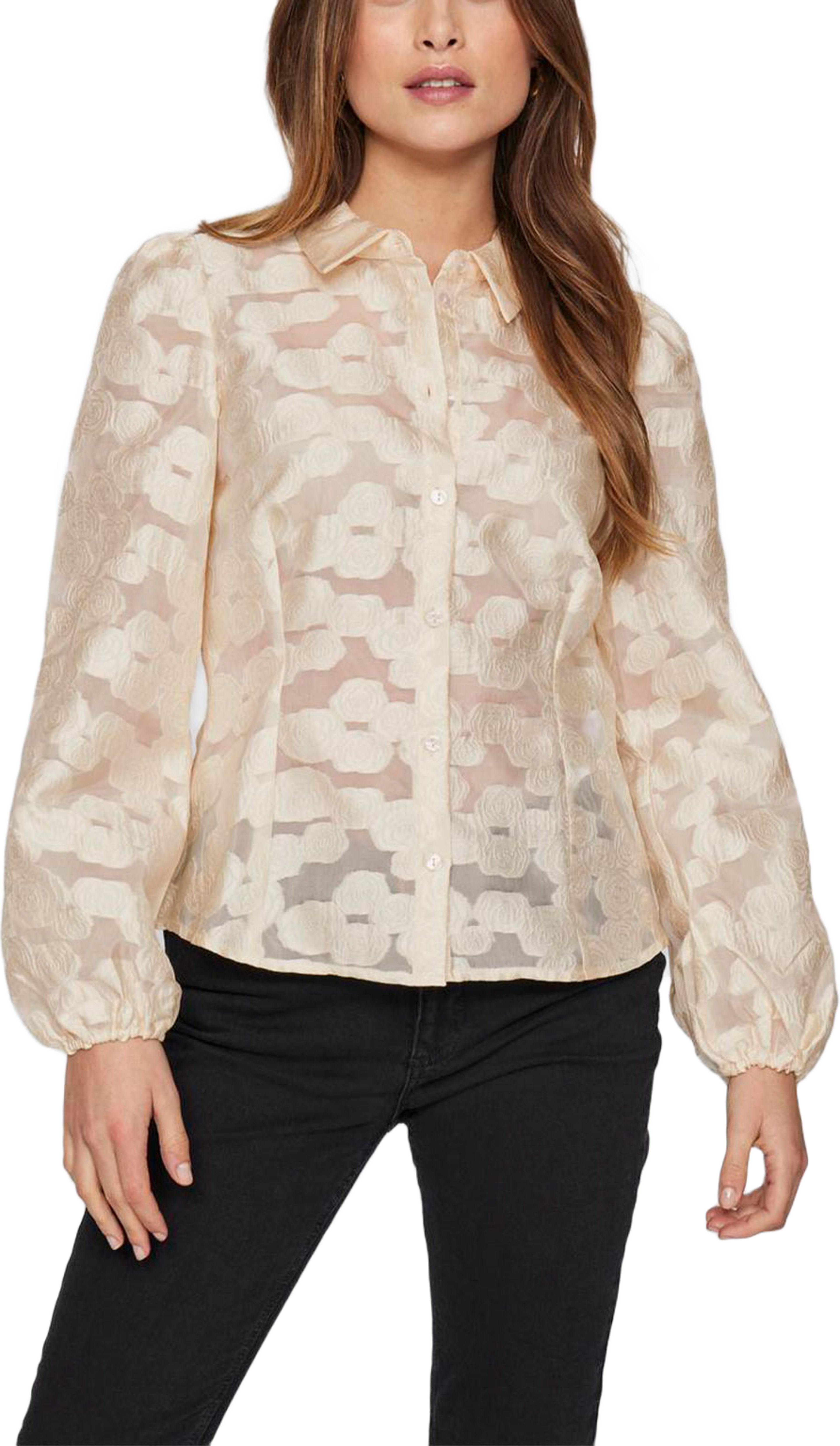 Vistef L/S Shirt, från Vila, i färgen Birch. Klicka för att öppna bilden i stort format