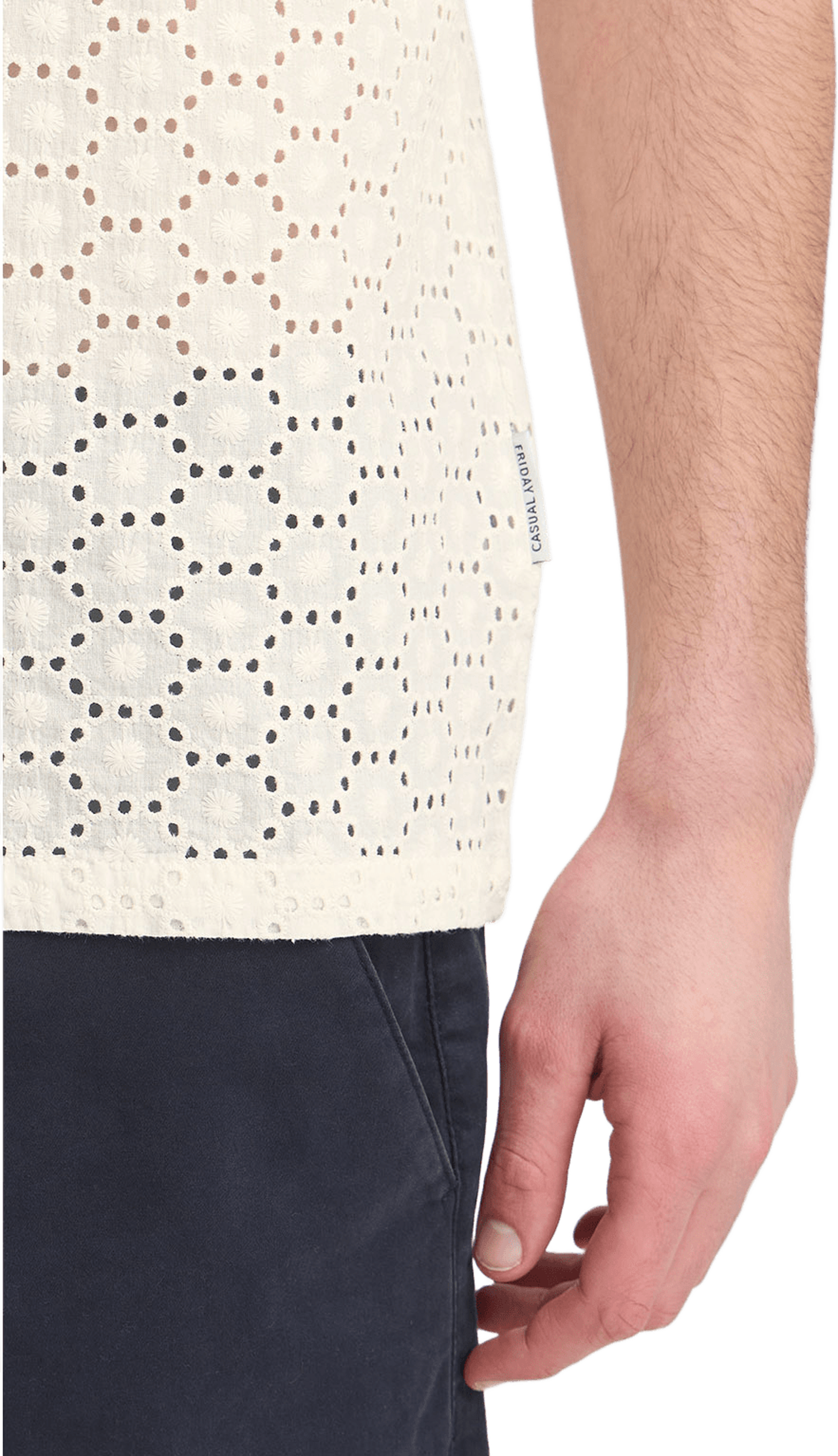 CFLOGAN SS RC broderie anglaise shi Shirt, från Casual Friday, i färgen Egret. Klicka för att öppna bilden i stort format