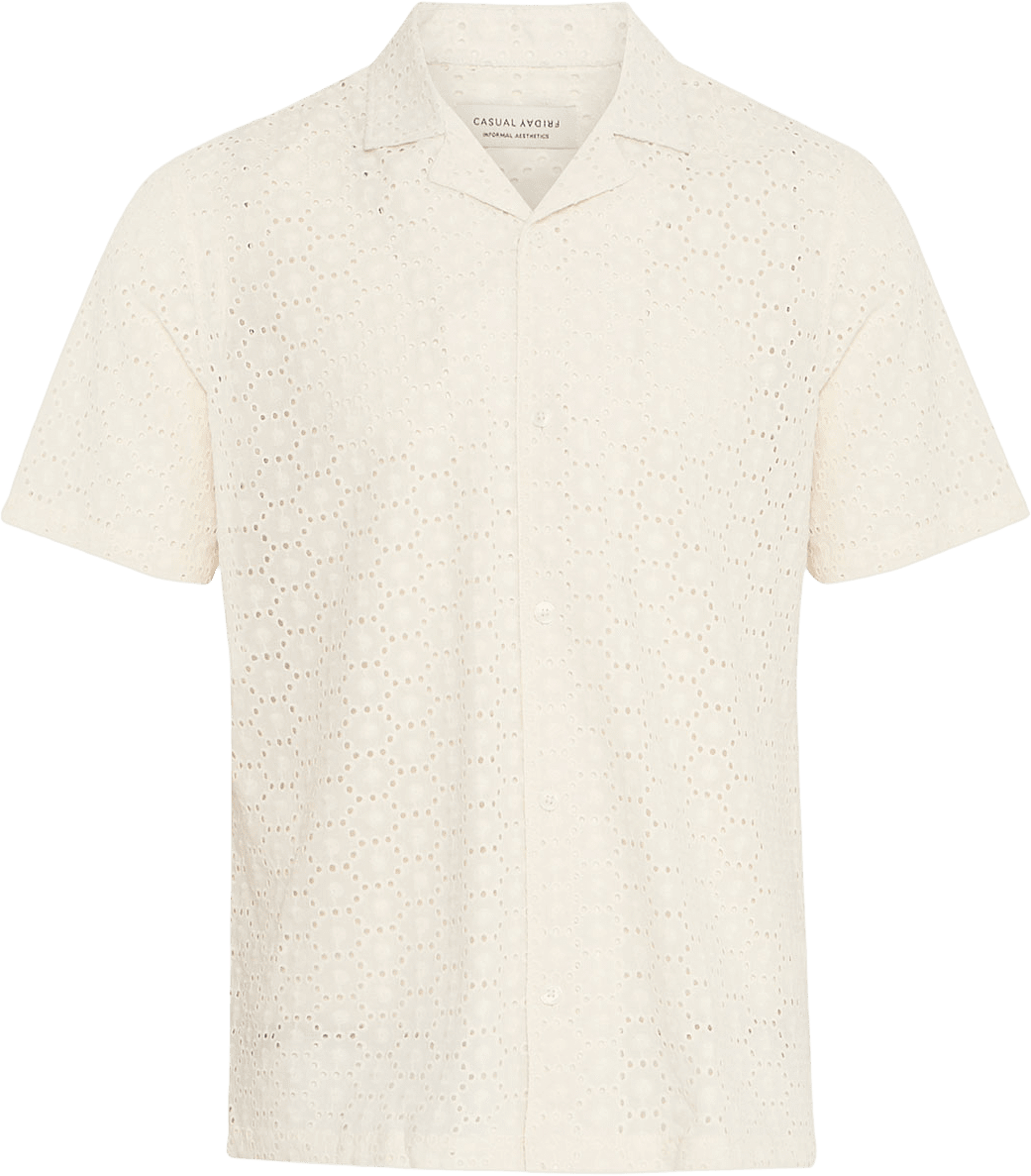 CFLOGAN SS RC broderie anglaise shi Shirt, från Casual Friday, i färgen Egret. Klicka för att öppna bilden i stort format