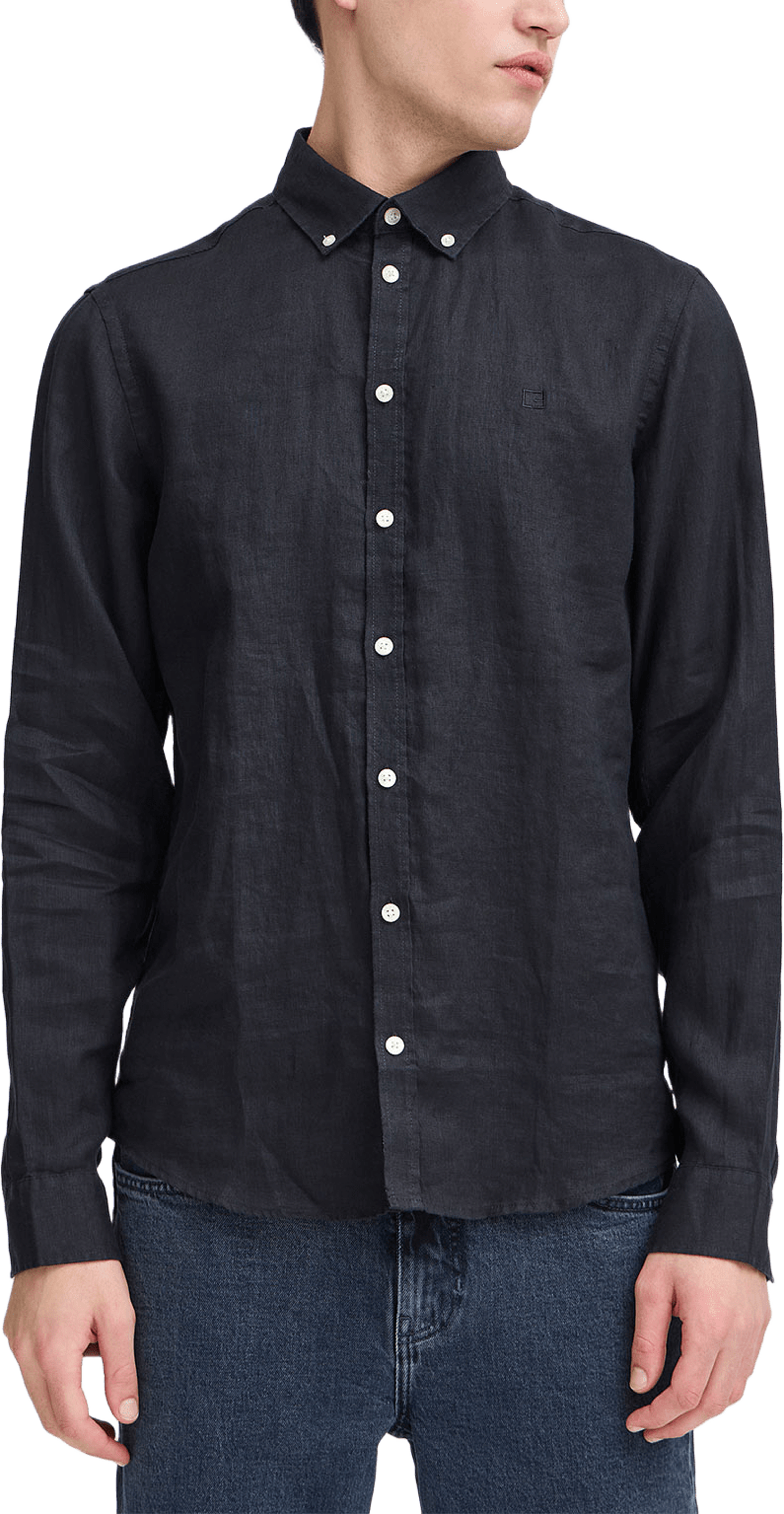 CFANTON BD LS linen shirt Shirt, från Casual Friday, i färgen Black Beauty. Klicka för att öppna bilden i stort format