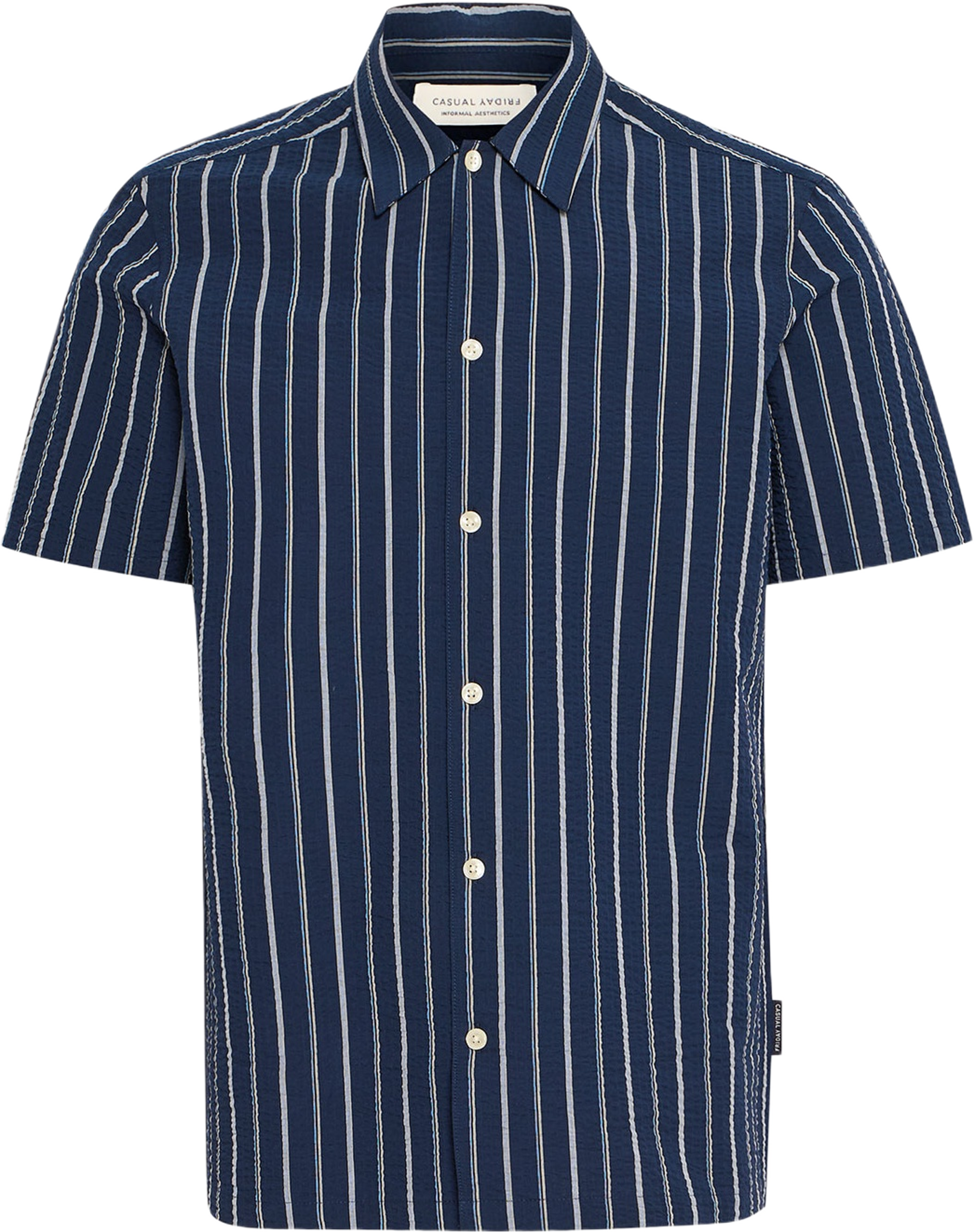 CFKAI 0204 SS striped seersucker sh Shirt, från Casual Friday, i färgen Navy Blazer. Klicka för att öppna bilden i stort format
