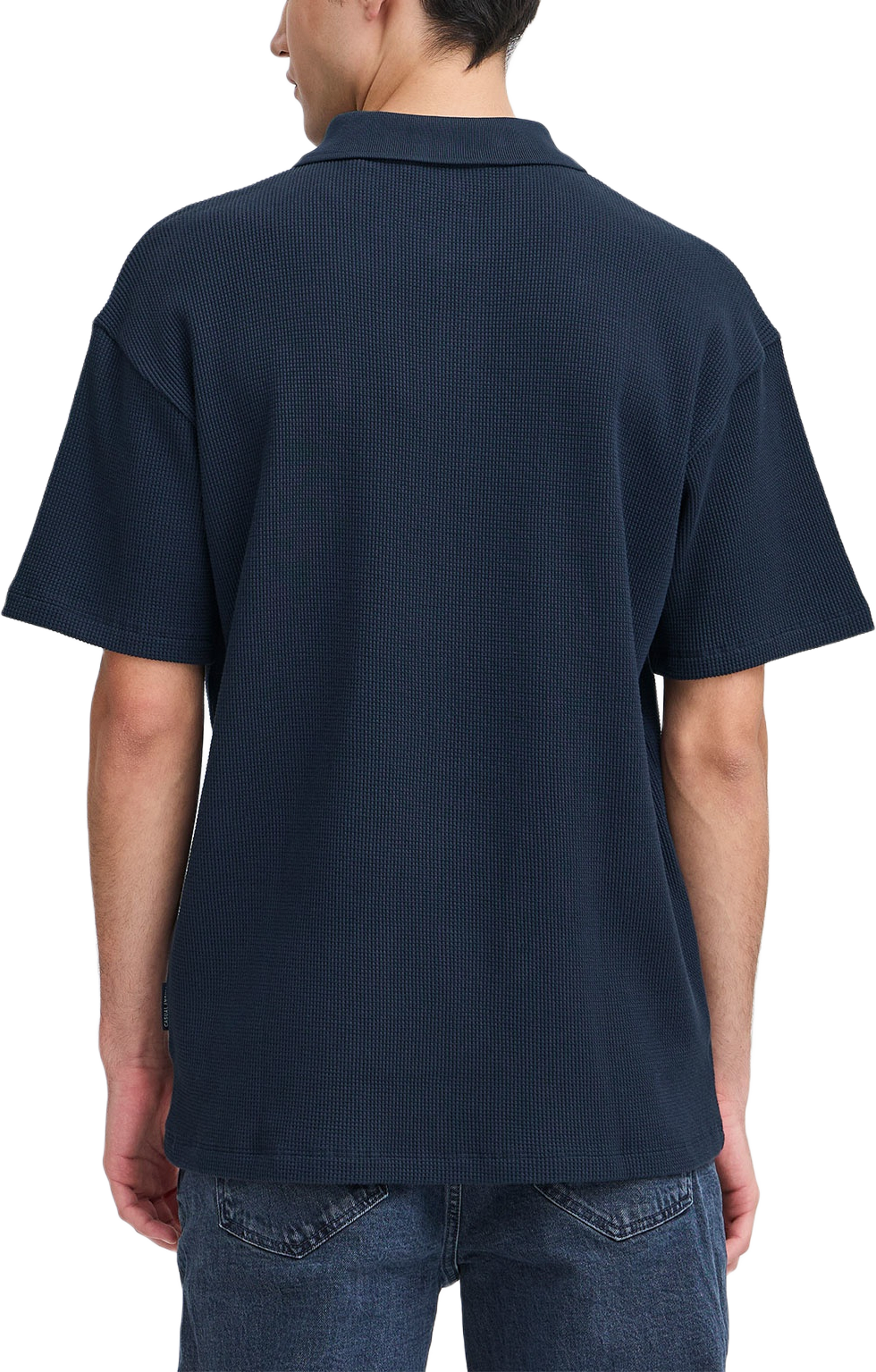 CFCAMERON 0210 waffle polo T-shirt, från Casual Friday, i färgen Dark Navy. Klicka för att öppna bilden i stort format